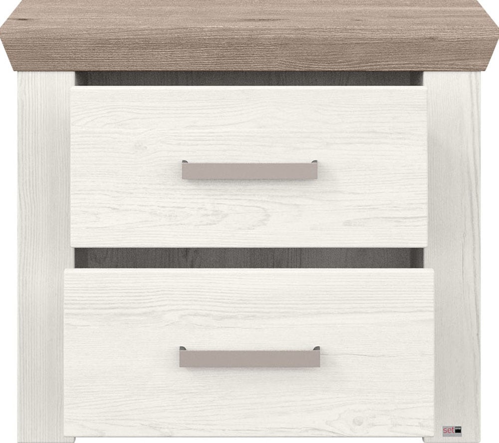 set one by Musterring Nachtkommode »York Schlafen«, (1 St.), mit zwei Schubkästen, zwei Farbvarianten, Metallgriff, B65 x T 42cm