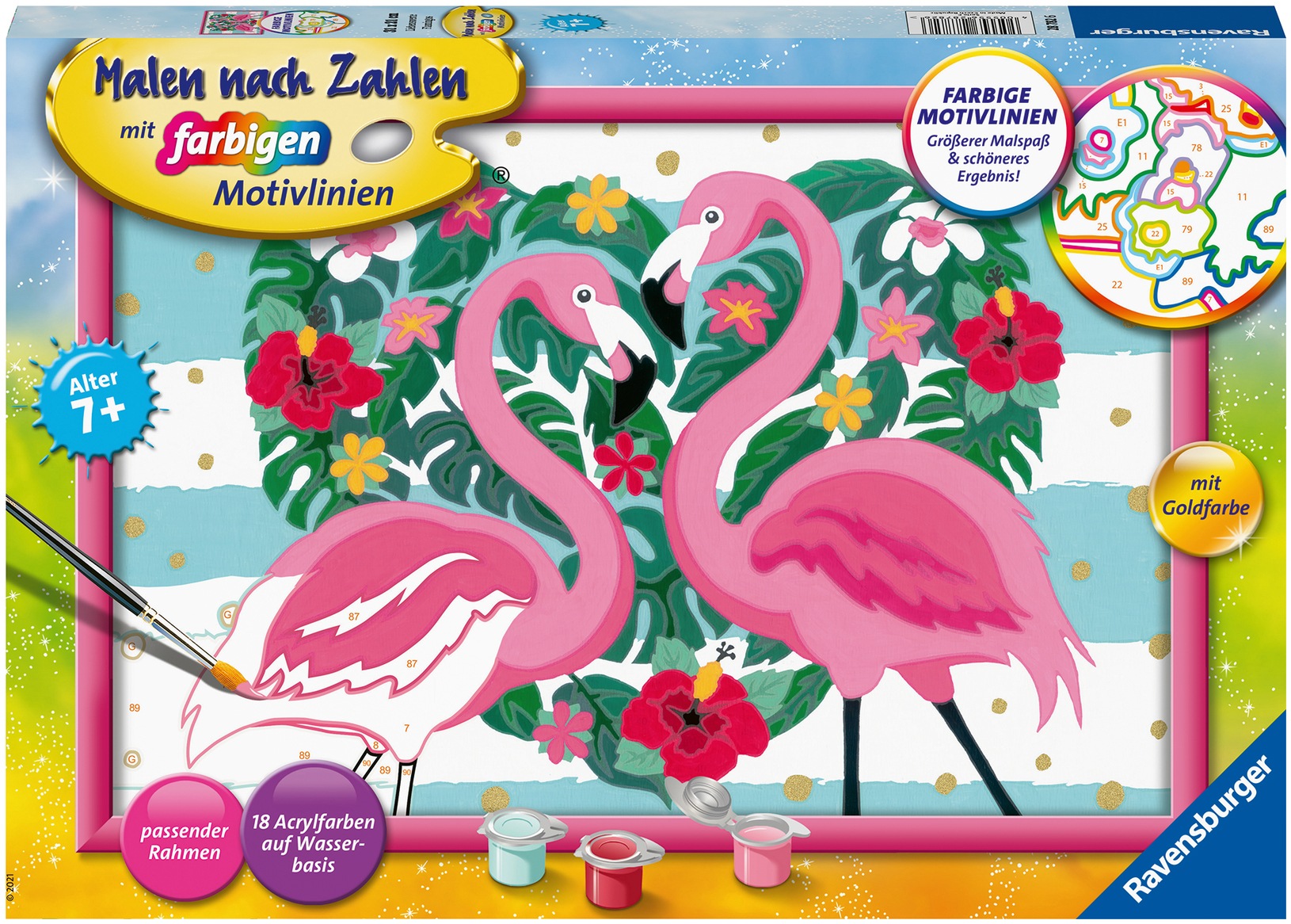 Ravensburger Malen nach Zahlen »Liebenswerte Flamingos«, Made in Europe