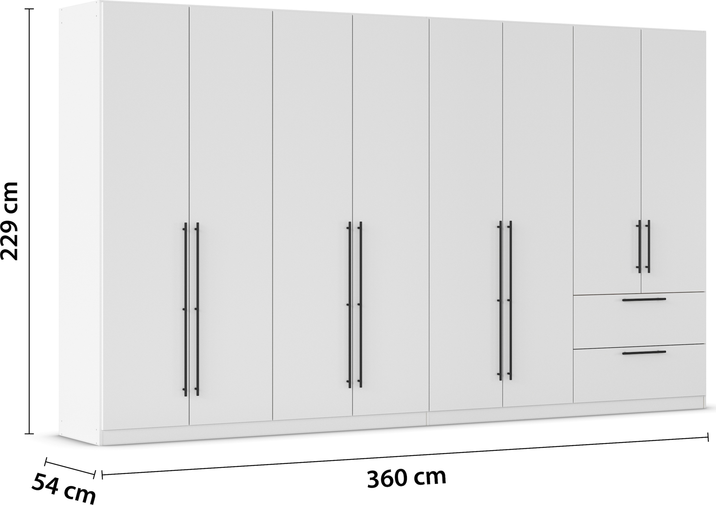rauch Kleiderschrank »Drehtürenschrank Schrank Garderobe Wäscheschrank Schlafzimmer AVOLA«, (in 3 verschiedenen Ausstattungen BASIC/CLASSIC/PREMIUM), mit hochwertigen Stangengriffen aus Metall in Schwarz MADE IN GERMANY