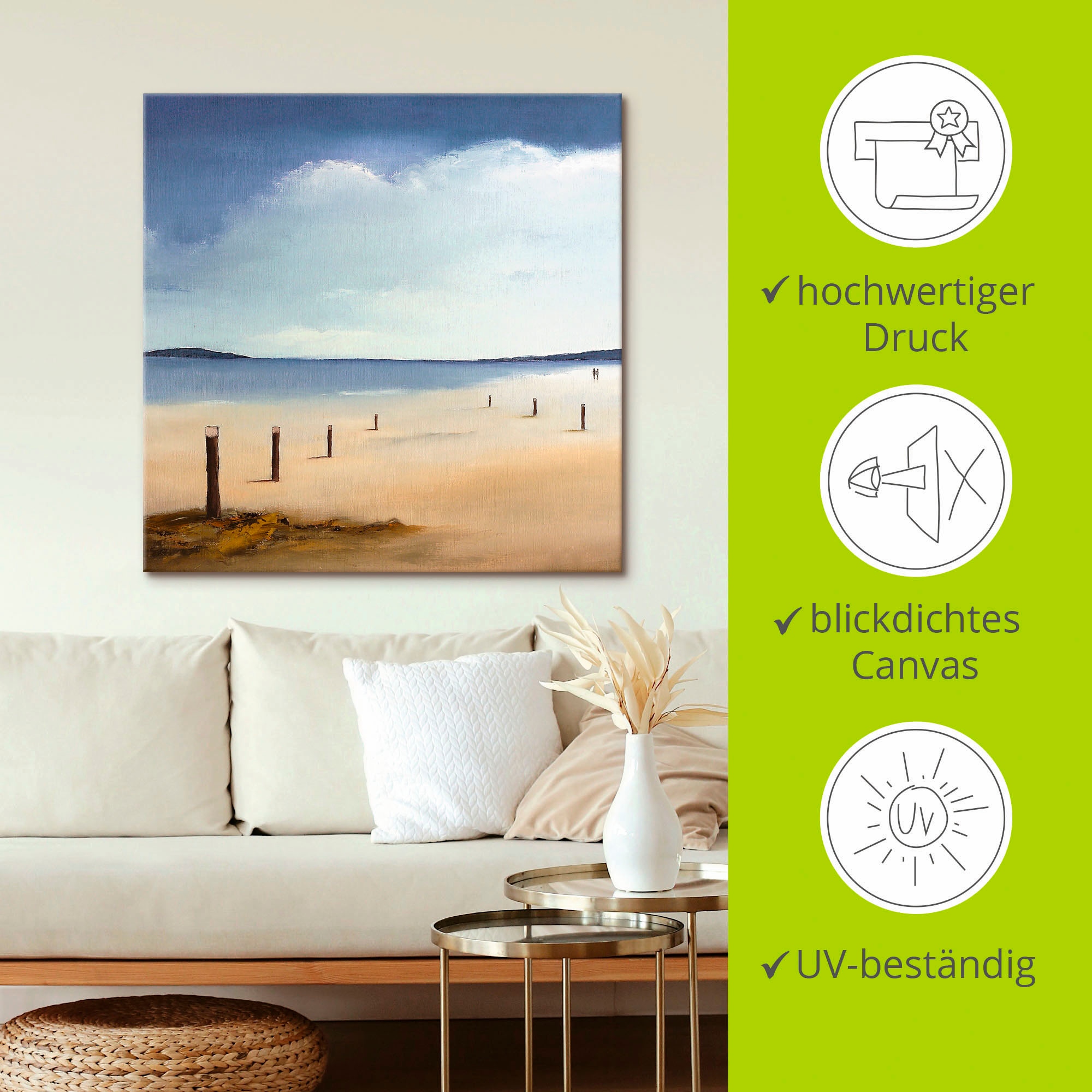 Artland Leinwandbild »Am Strand entlang«, Strand, (1 St.), auf Keilrahmen gespannt