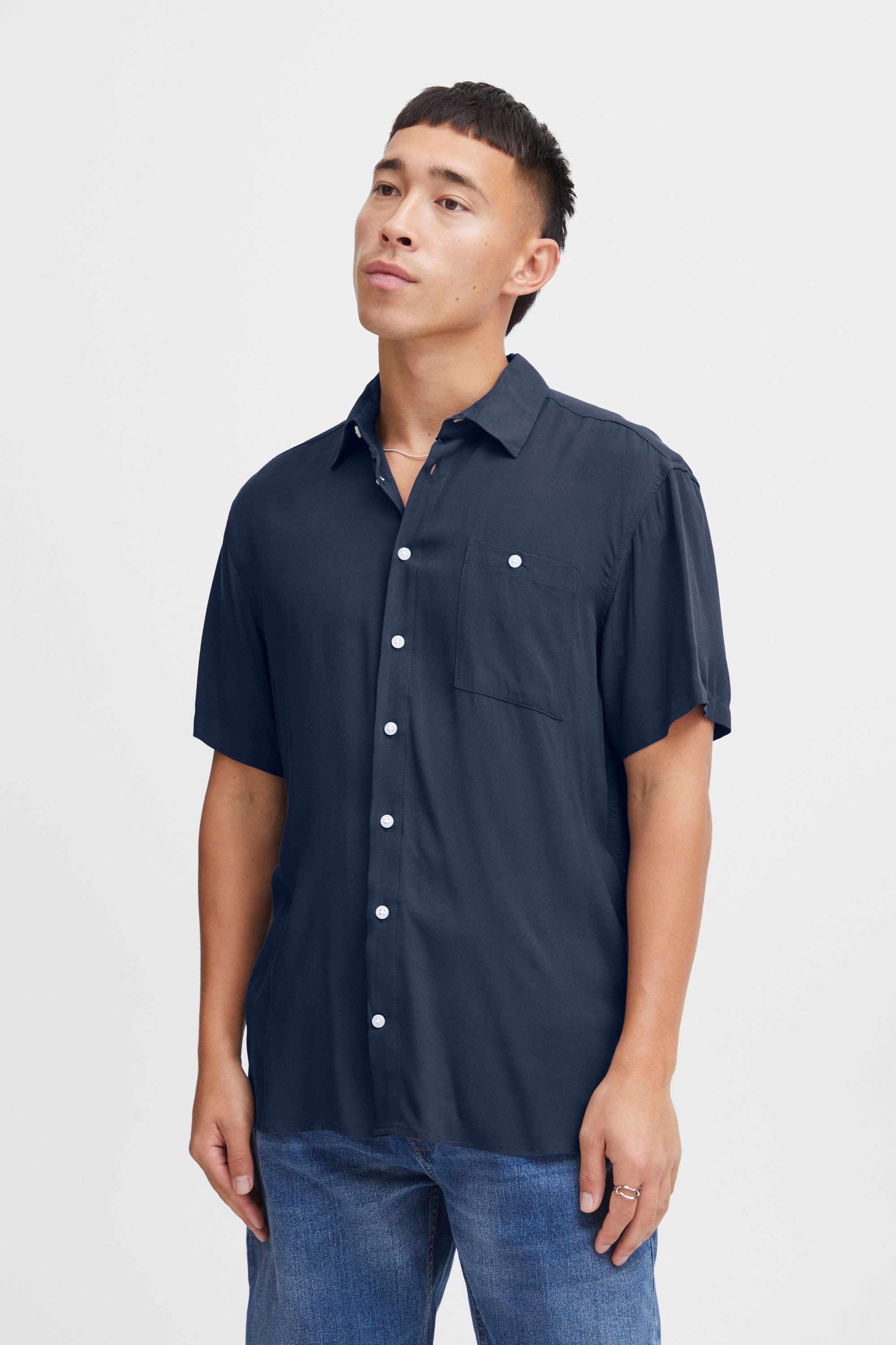 Kurzarmhemd BLEND "Kurzarmhemd BHShirt", Herren, Gr. XXL, N-Gr, blau (marineblaus), Obermaterial: 100% Viskose CV., Hemden 2