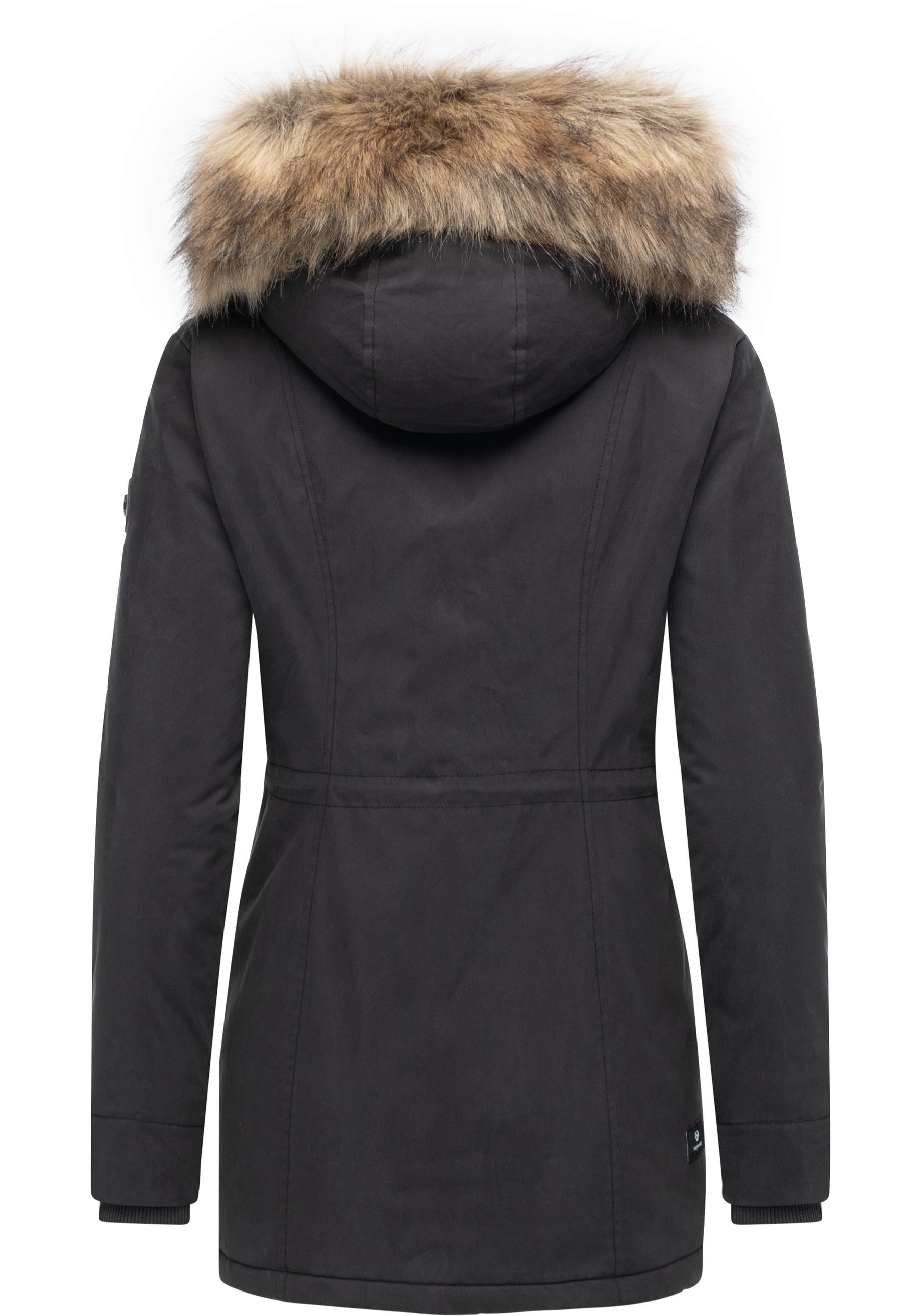 Ragwear Kurzmantel »Monadetta Warm«, Kurzer Wintermantel mit Kunstfellbesatz