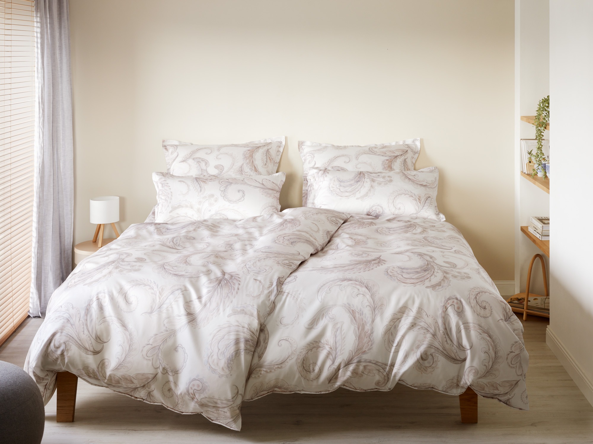 Bettwäsche ELEGANTEecru, Mako-Satin, Obermaterial: 100% Baumwolle, Bettwäsche, "Grandezza", angenehmes Hautgefühl