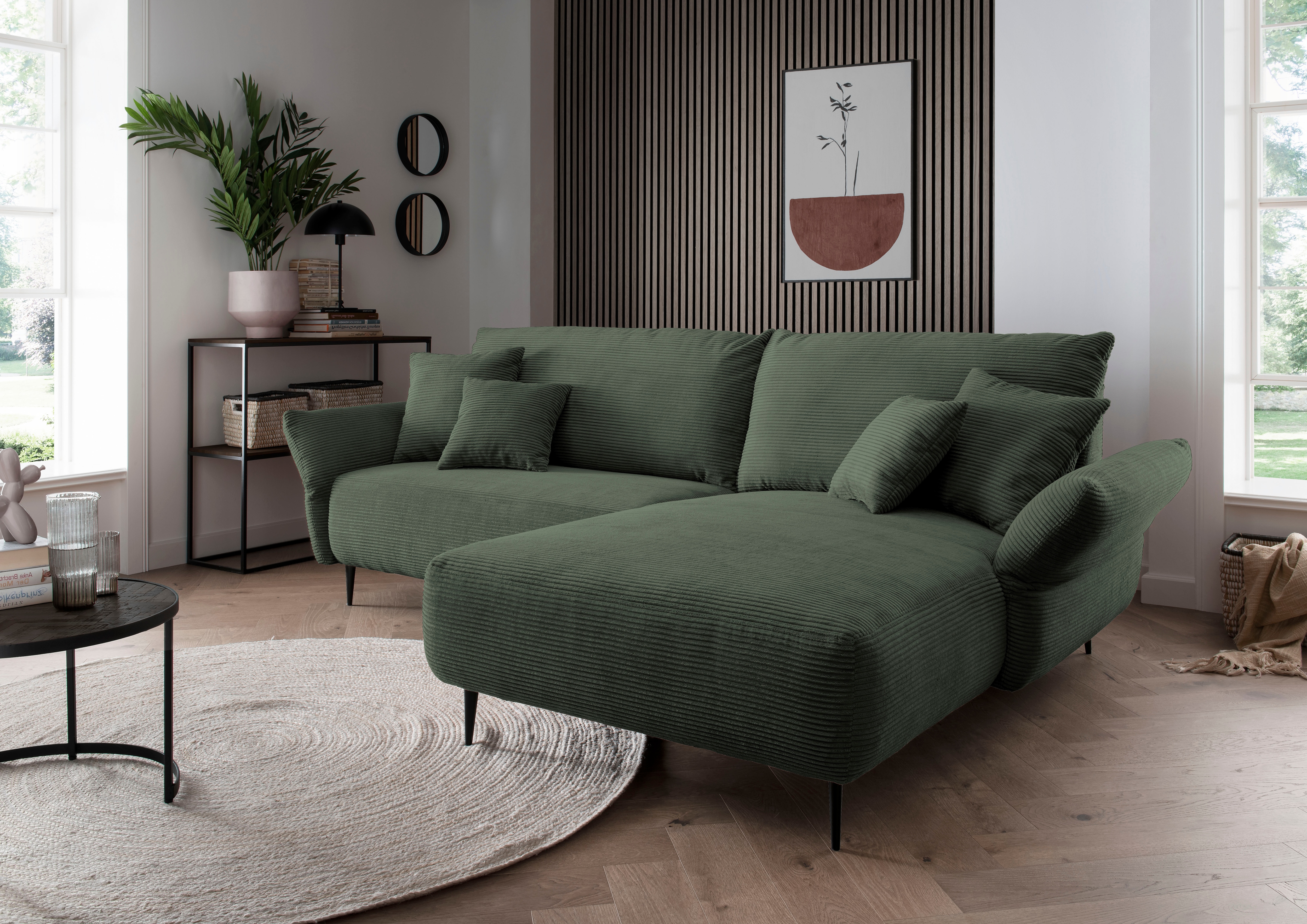 Home affaire Ecksofa "Amarena modern & bequem, verstellbare Armlehnen, L-Form" inklusive Armlehnenverstellfunktion, inkl. 4x Zierkissen