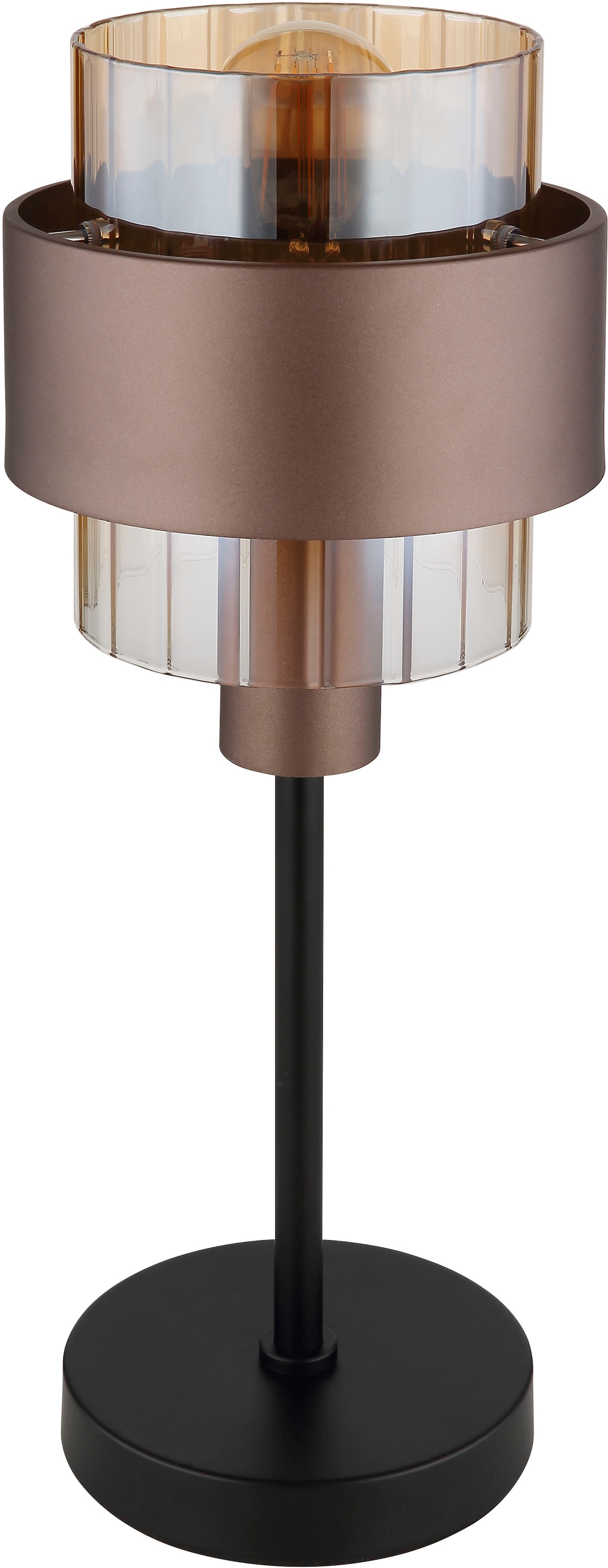 GLOBO LIGHTING Tischleuchte »MILLEY« E27 1 Stk. Tischlampe Glas amber bronzefarben ø: 185mm, H: 470mm Schlafzimmer