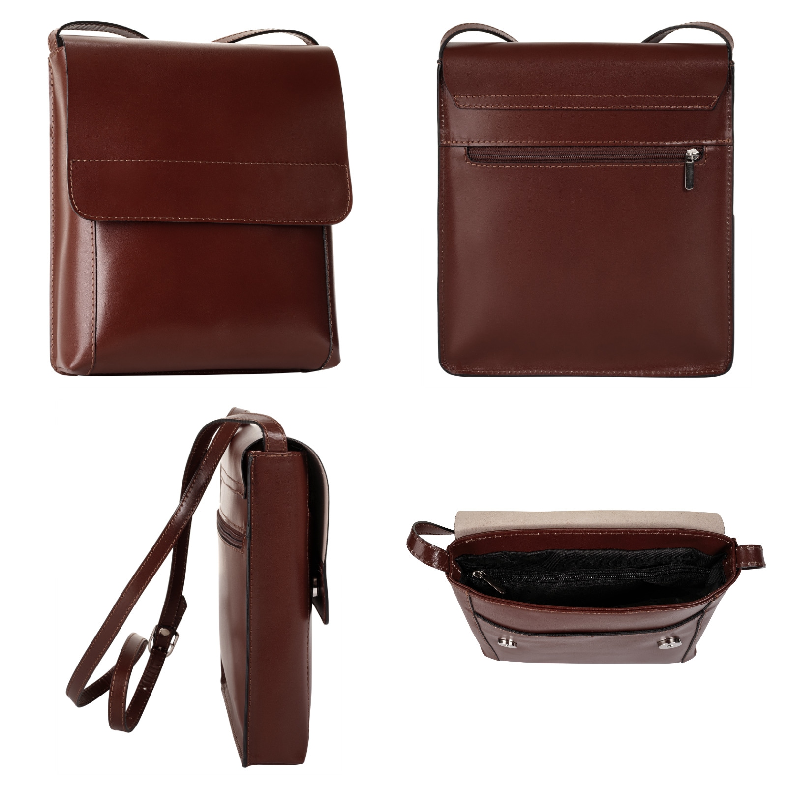 Cluty Umhängetasche, echt Leder, Made in Italy