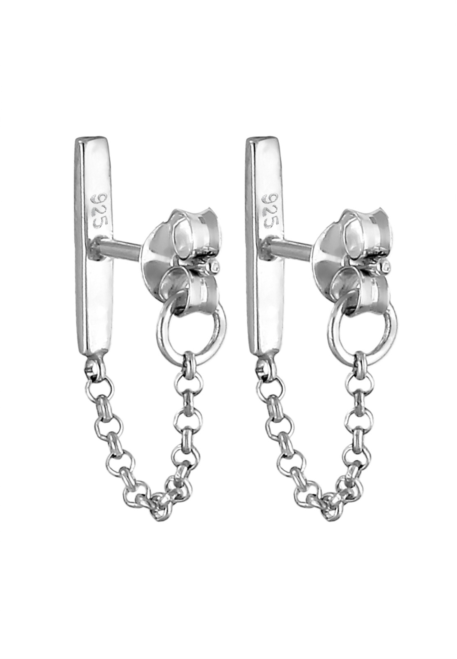 ELLI Bar Chain Earrings Silver 3