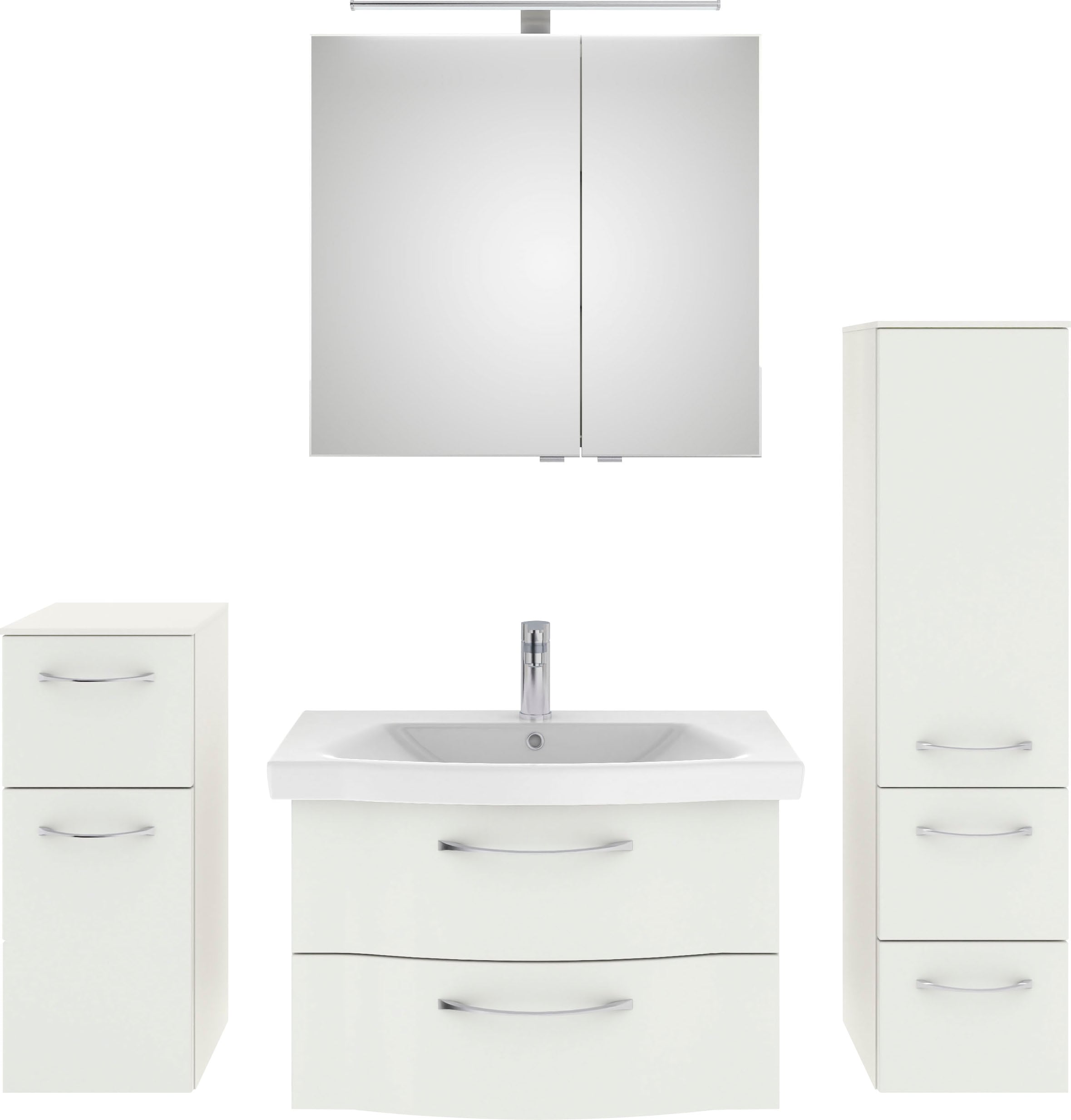 Saphir 1100000002199 "6005 Sprint 4-teilig, Keramik-Waschtisch mit LED-Spiegelschrank" 5 Stk. tlg.
