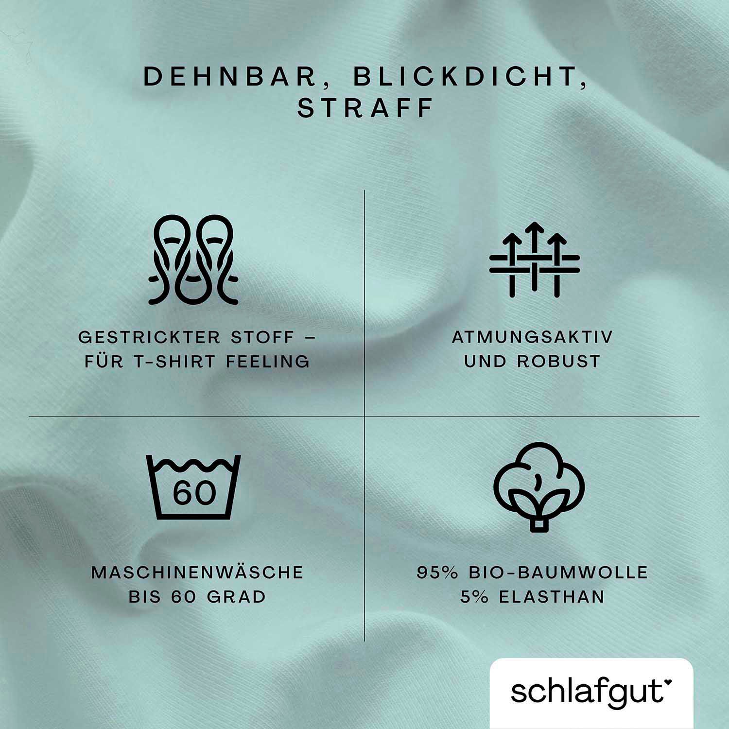 Schlafgut Spannbettlaken »PURE Bio-Baumwolle mit Elasthan, dehnbar blickdicht, straff, Bettlaken«, PREMIUM Laken für Matratzen bis 30cm Höhe, in 90x200, 140x200, 180x200