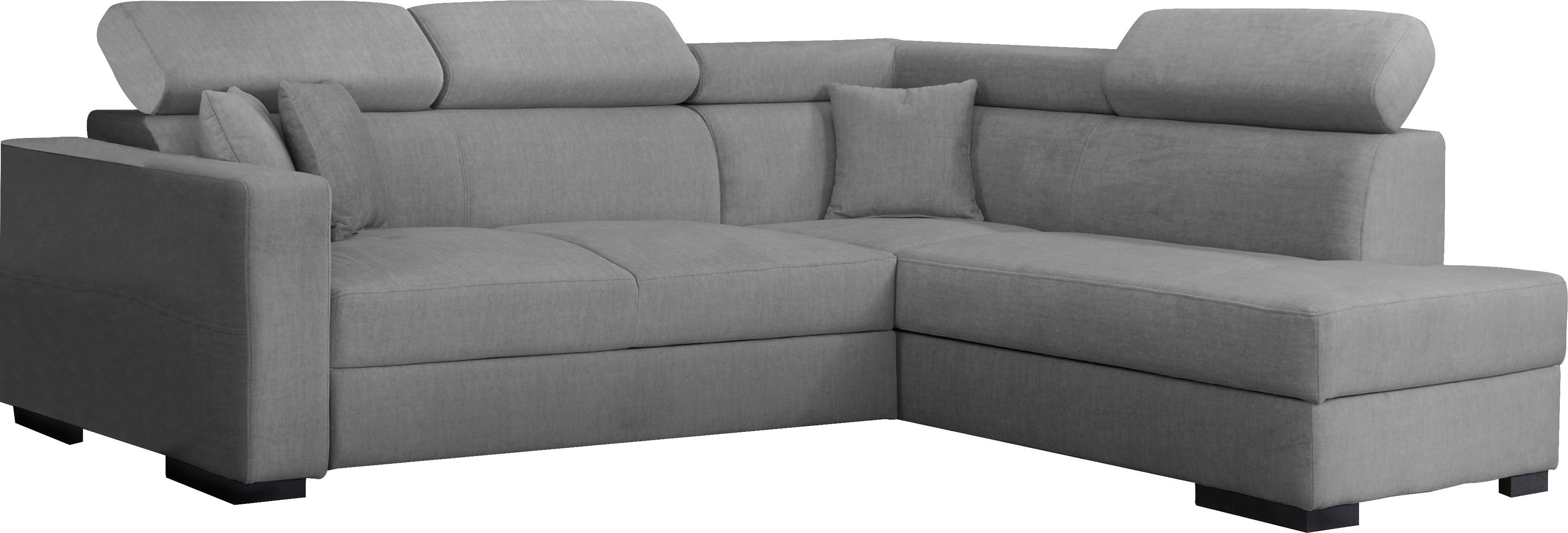 Home affaire Ecksofa "Tulio bequem, bewährte Wellenunterfederung, Breite 267cm, L-Form" wahlweise mit Bettfunktion und Bettkasten, incl. 3 Zierkissen