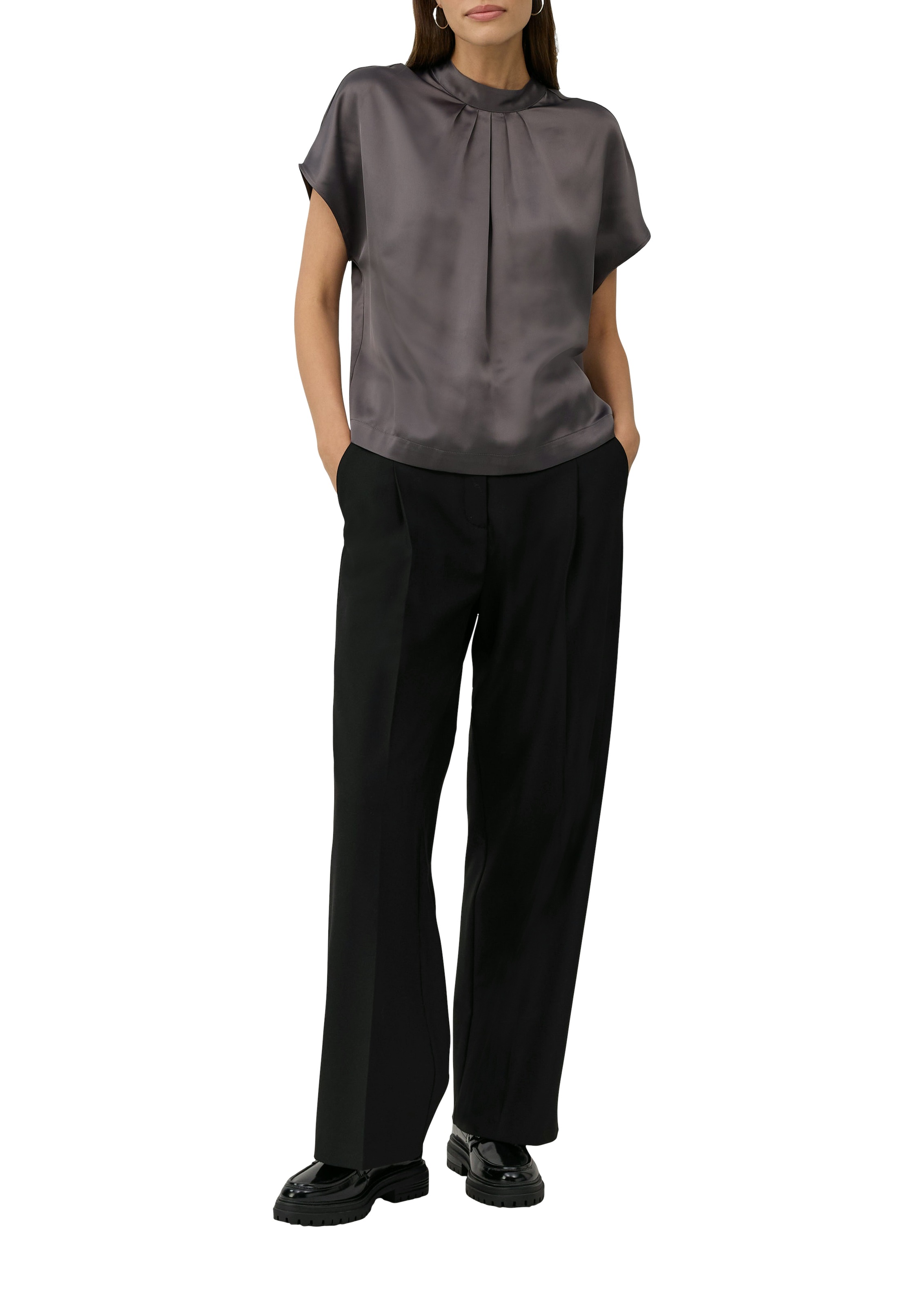 s.Oliver BLACK LABEL Satinbluse mit Falten günstig online kaufen