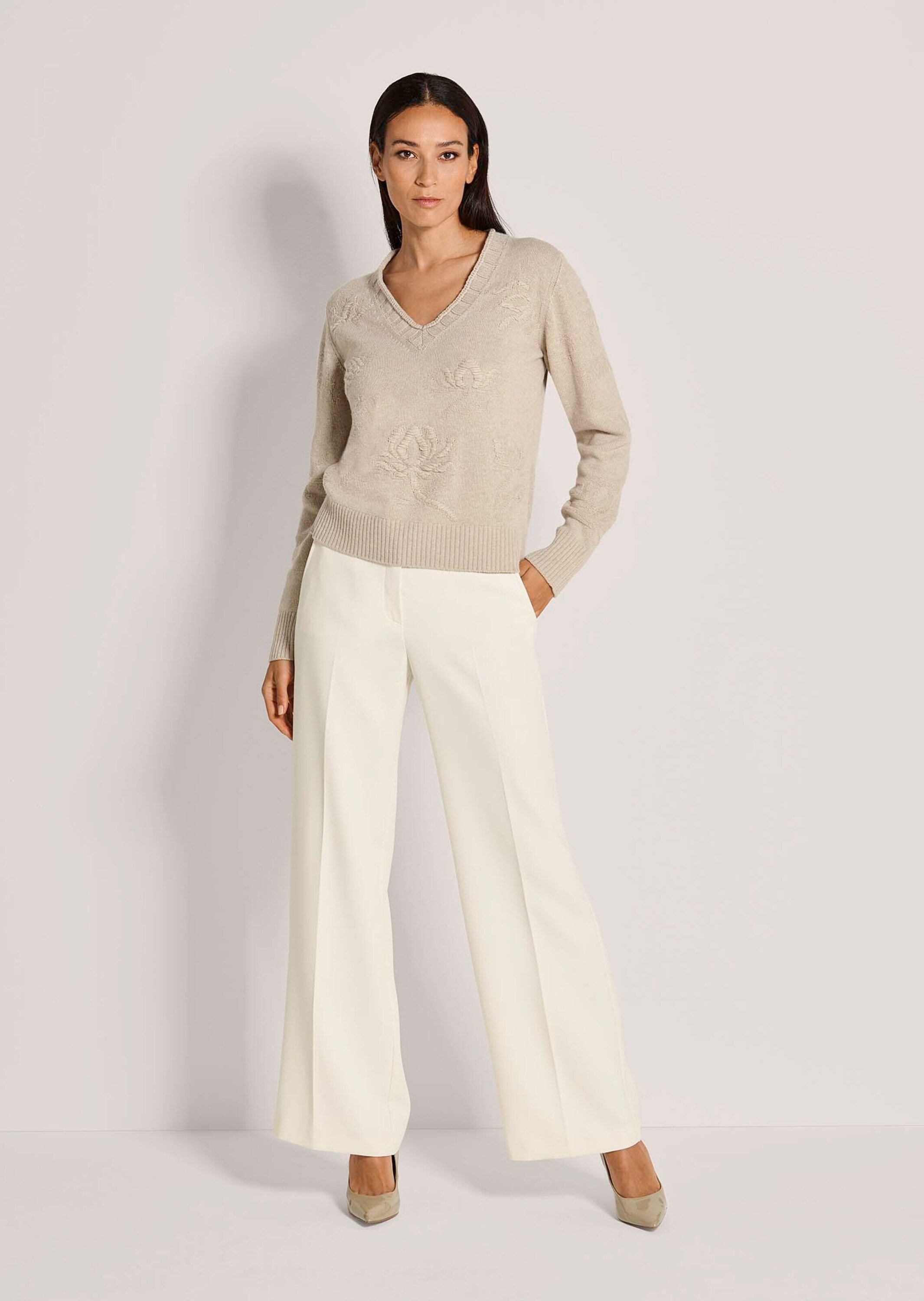 MADELEINE Longpullover »Kaschmirpullover Eleganter Strickpullover mit floralem Design« florales Strickmuster