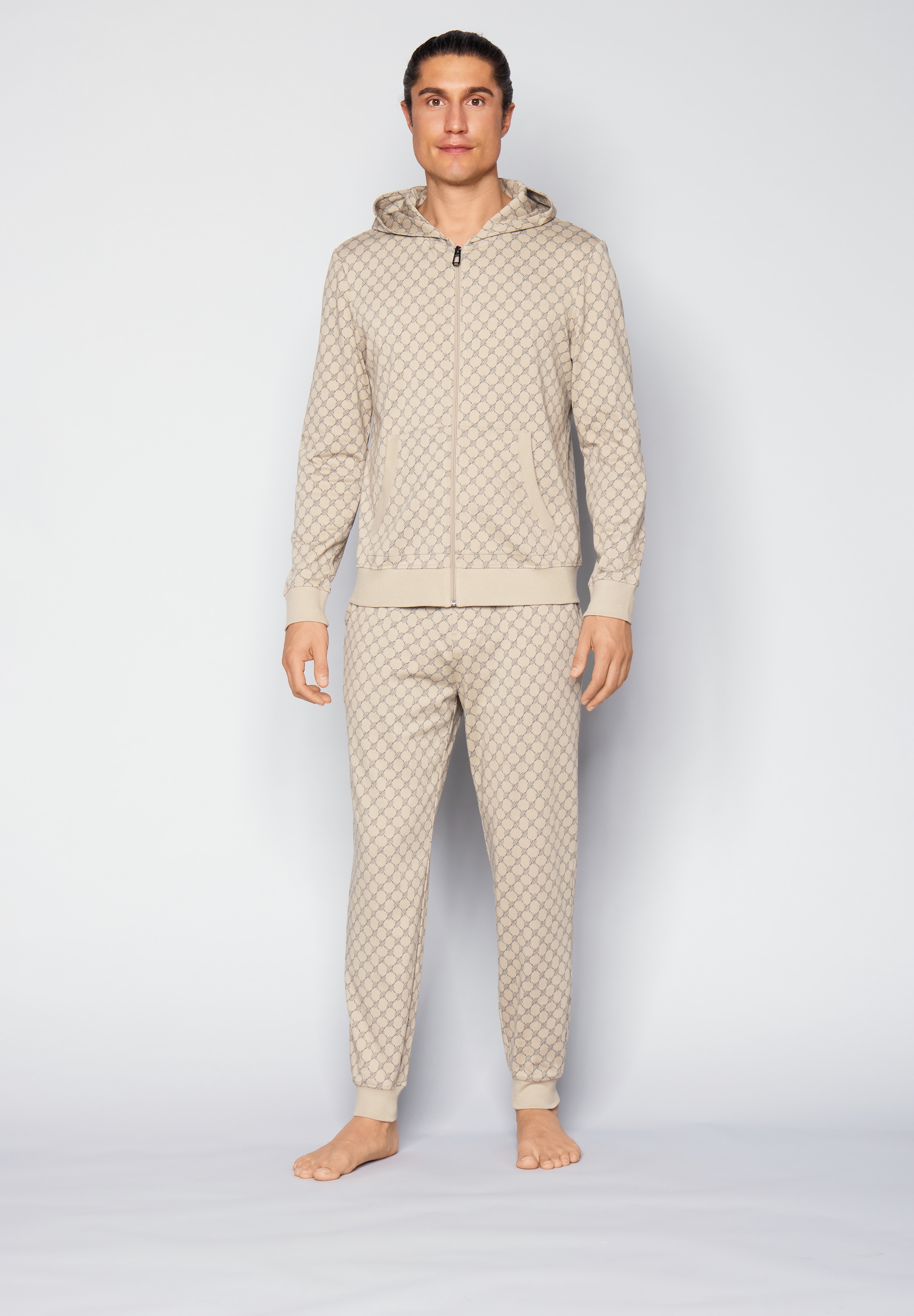 JOOP! Sweatjacke mit Cornflower-Print allover und Kapuze