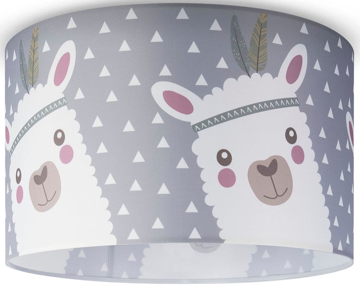 PACO HOME Deckenleuchte "Ela 214", 1, Ø 45,5cm H: 29,5cm, weiß, Kinderzimmer, Leuchten, Kinderlampe Deckenlampe LED Kinderzimmer Lampe Lama-Motiv, E27