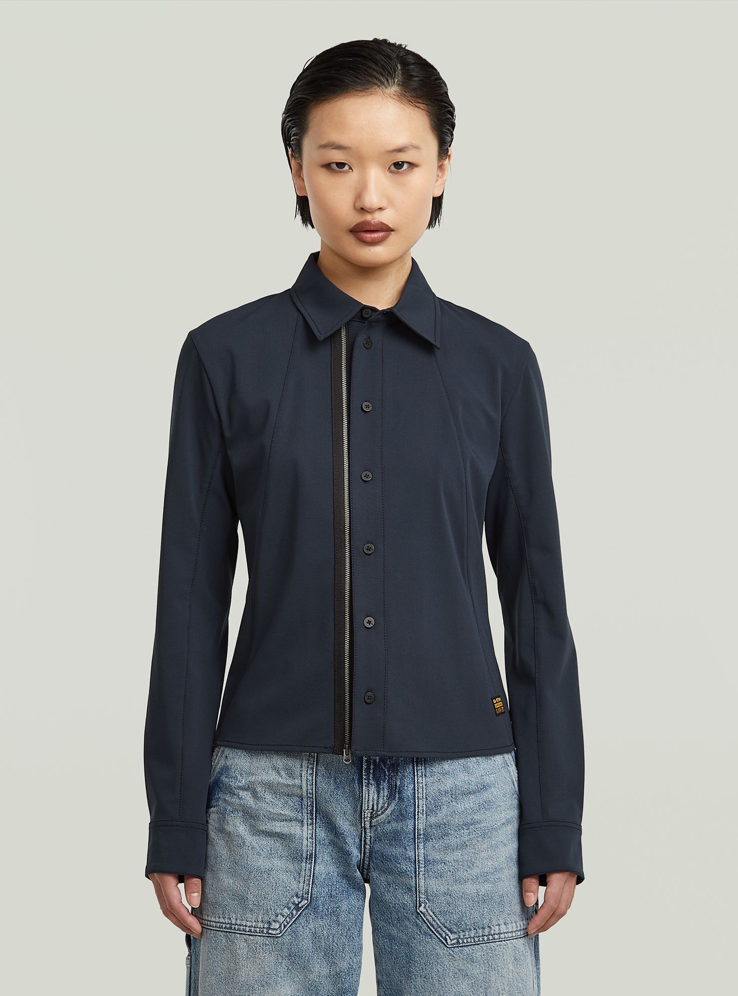 G-STAR Langarmshirt "Hemd mit Reißverschluss und schmaler Passform" günstig online kaufen