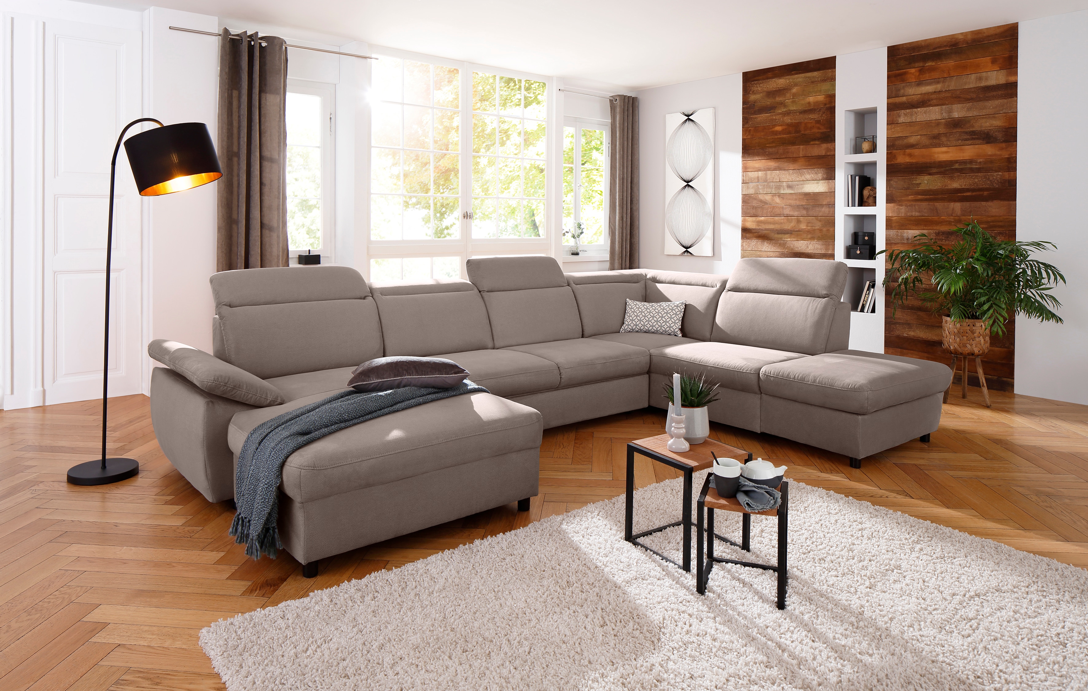 OTTO home Wohnlandschaft "Mauritius U-Form" mit Kopfteil- und Armlehnverstellung, wahlweise mit Schlaffunktion