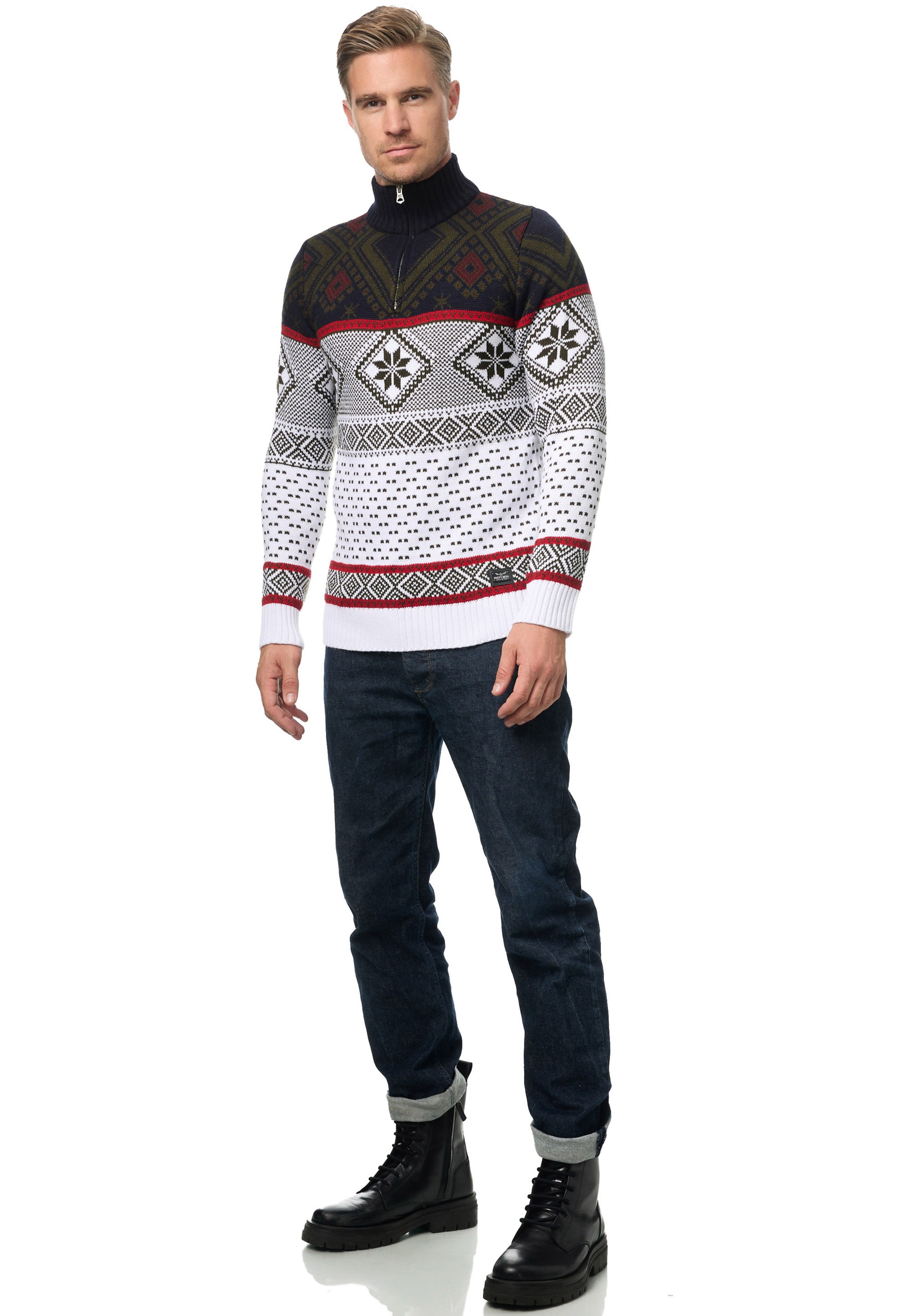 Rusty Neal Strickpullover, mit winterlichem Muster