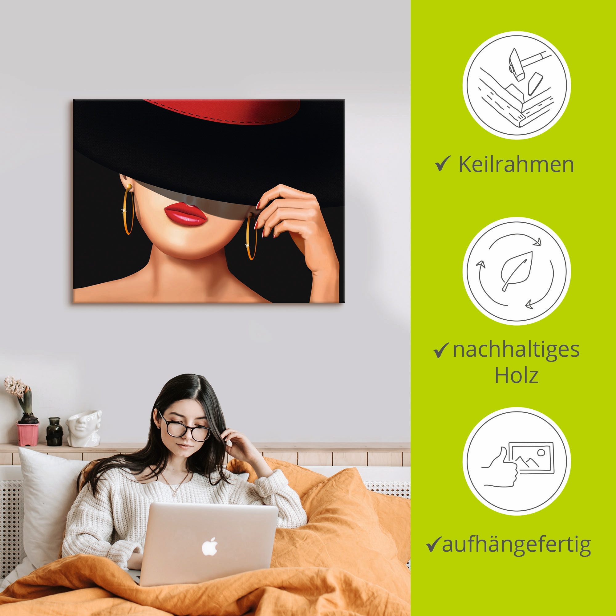 Artland Wandbild »Die Lady von der Rennbahn«, Frau, (1 St.), als Leinwandbild, Wandaufkleber in verschied. Größen