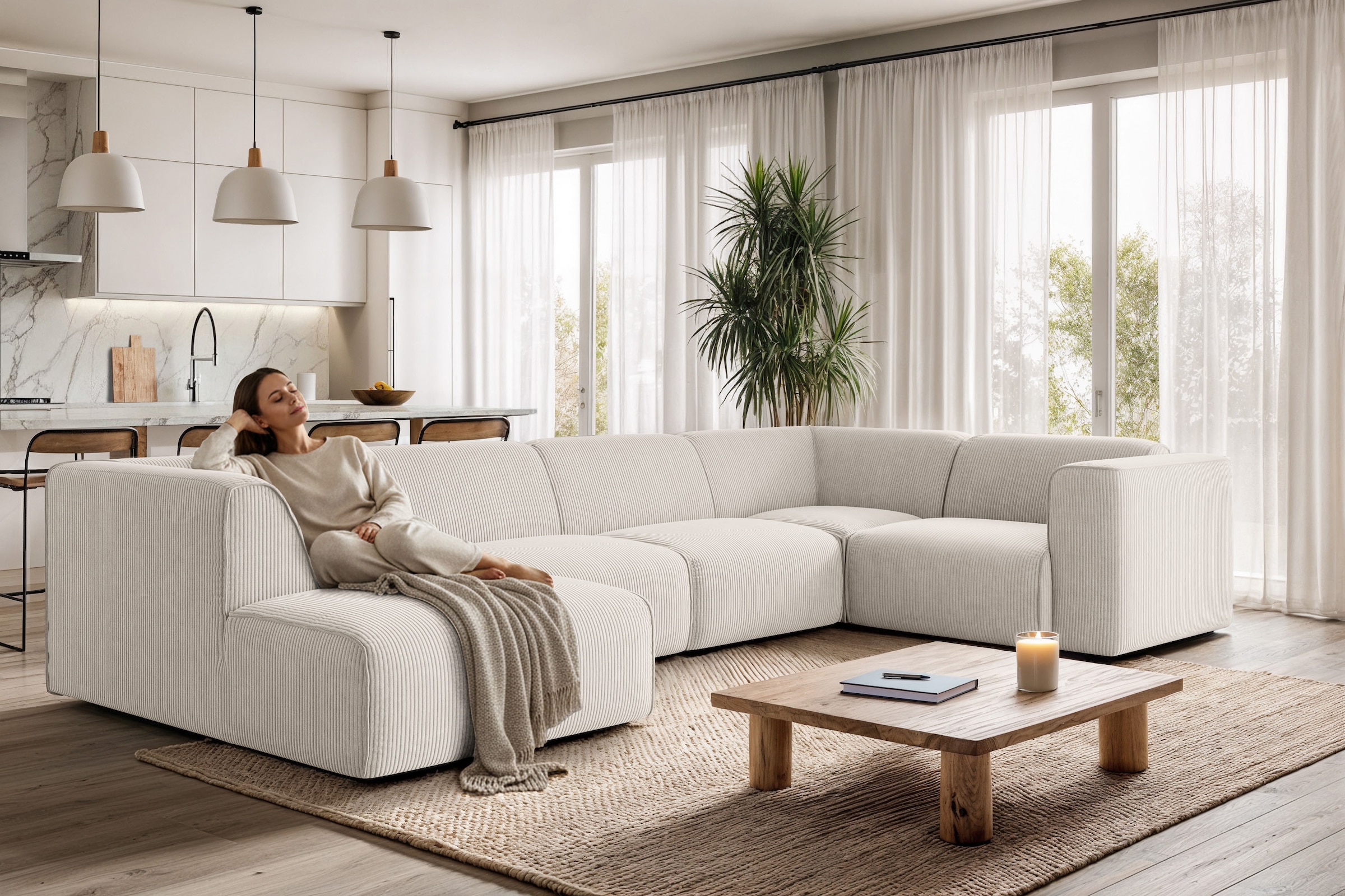 OTTO home Wohnlandschaft "Merid U-Form, B: 367 cm" jederzeit durch Module e günstig online kaufen