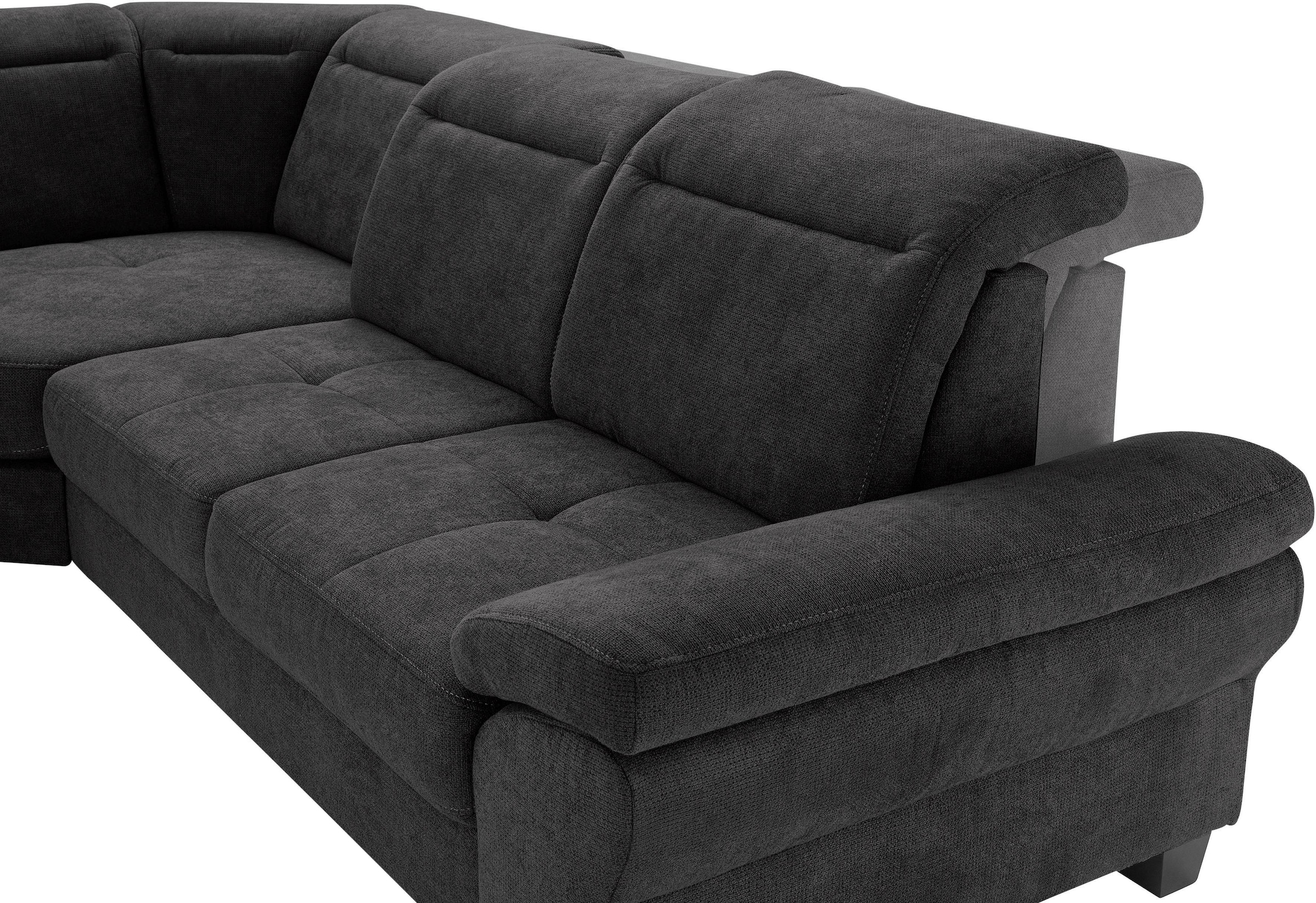 Places of Style Ecksofa »Cornwall L-Form«, incl. Sitztiefenverstellung, mit Bettfunktion und Kopfteilverstellung