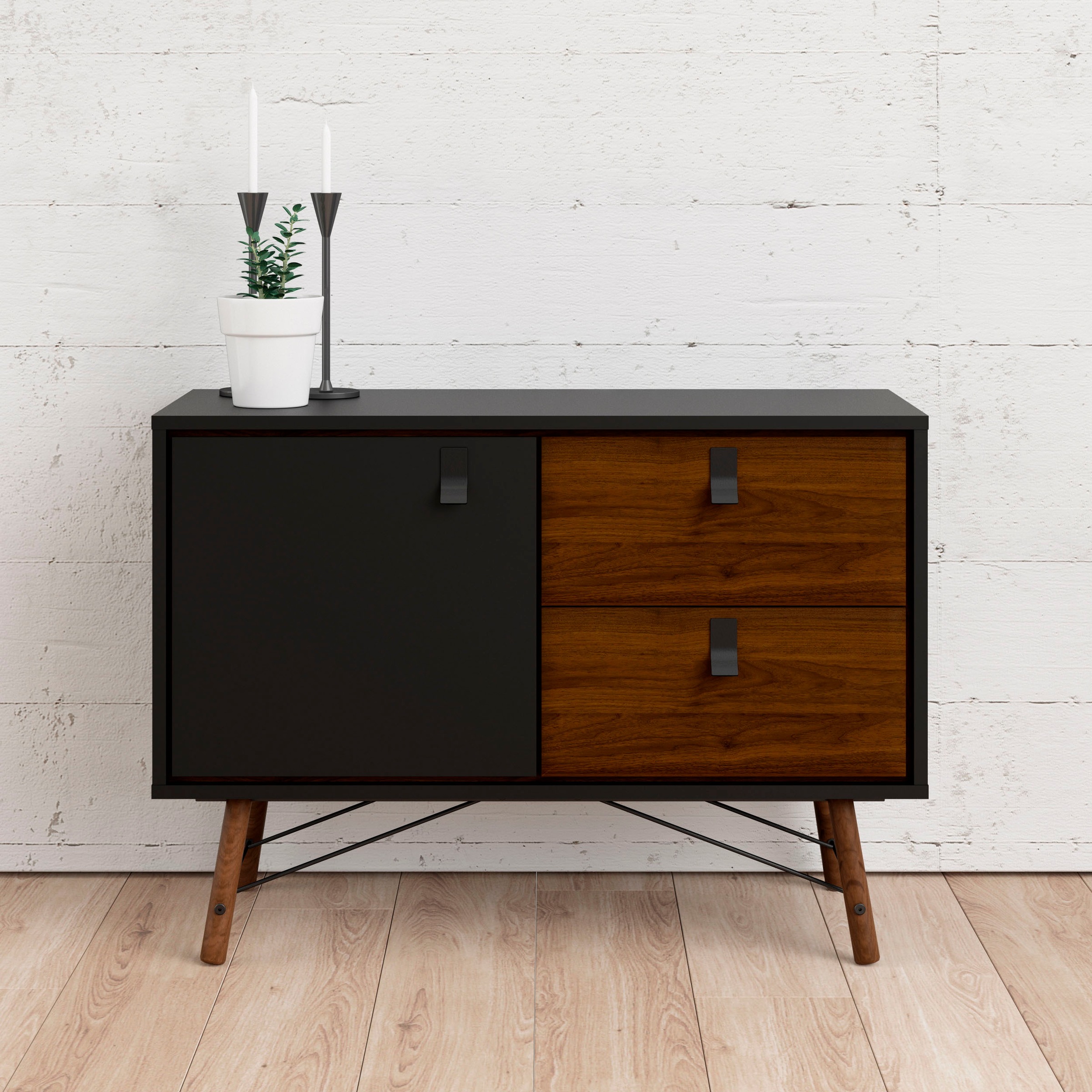 Home affaire Sideboard Ry, Sideboard mit 1 Tür und 2 Schubläden, auch in einer anderen Größen und Farbe erhältlich