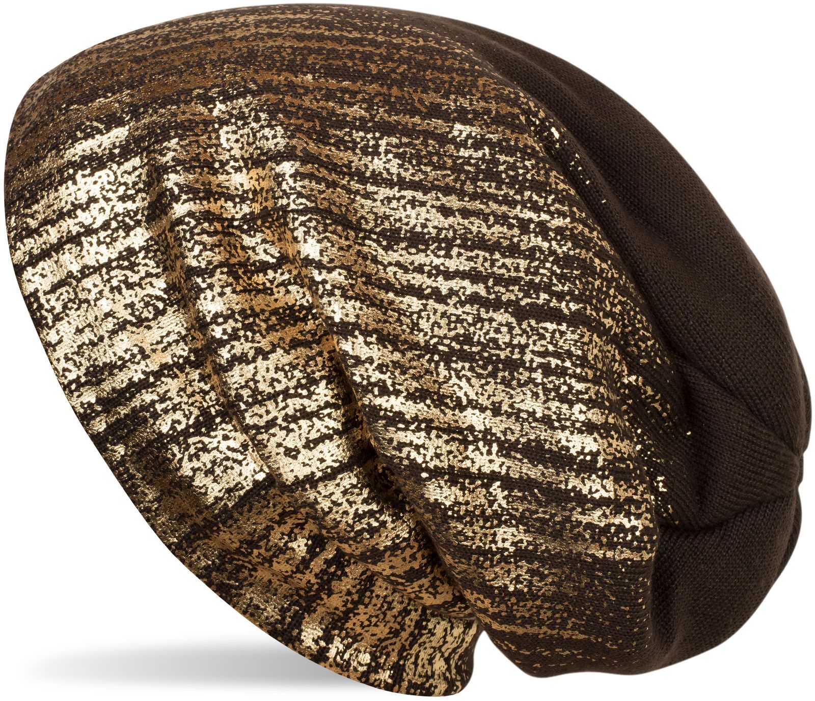 styleBREAKER Strickmütze "Feinstrick Beanie mit Metallic Print" 1 Stk.