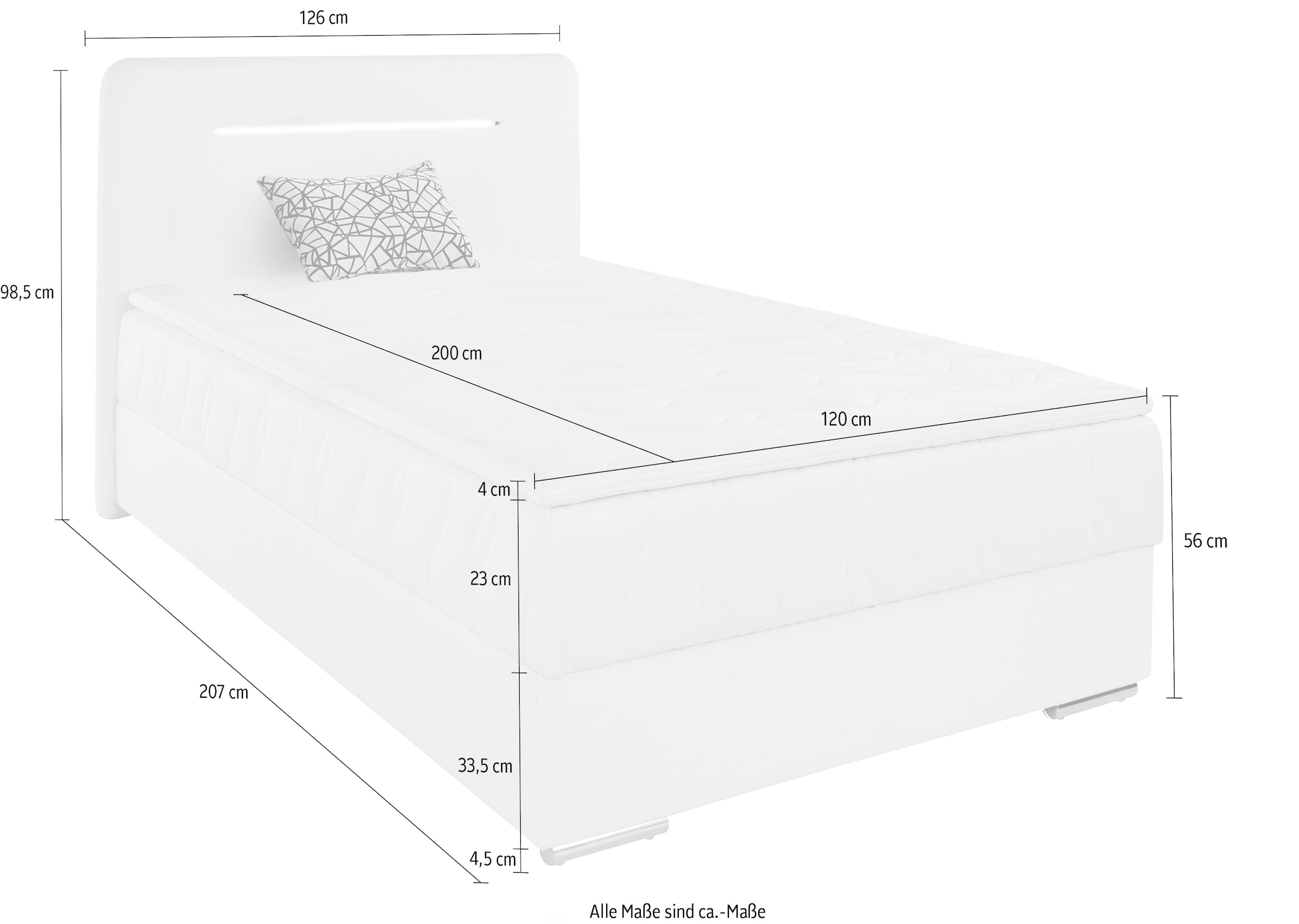 COTTA Boxbett »Lighstar«, inklusive LED-Beleuchtung, Topper, Bettkasten und Zierkissen