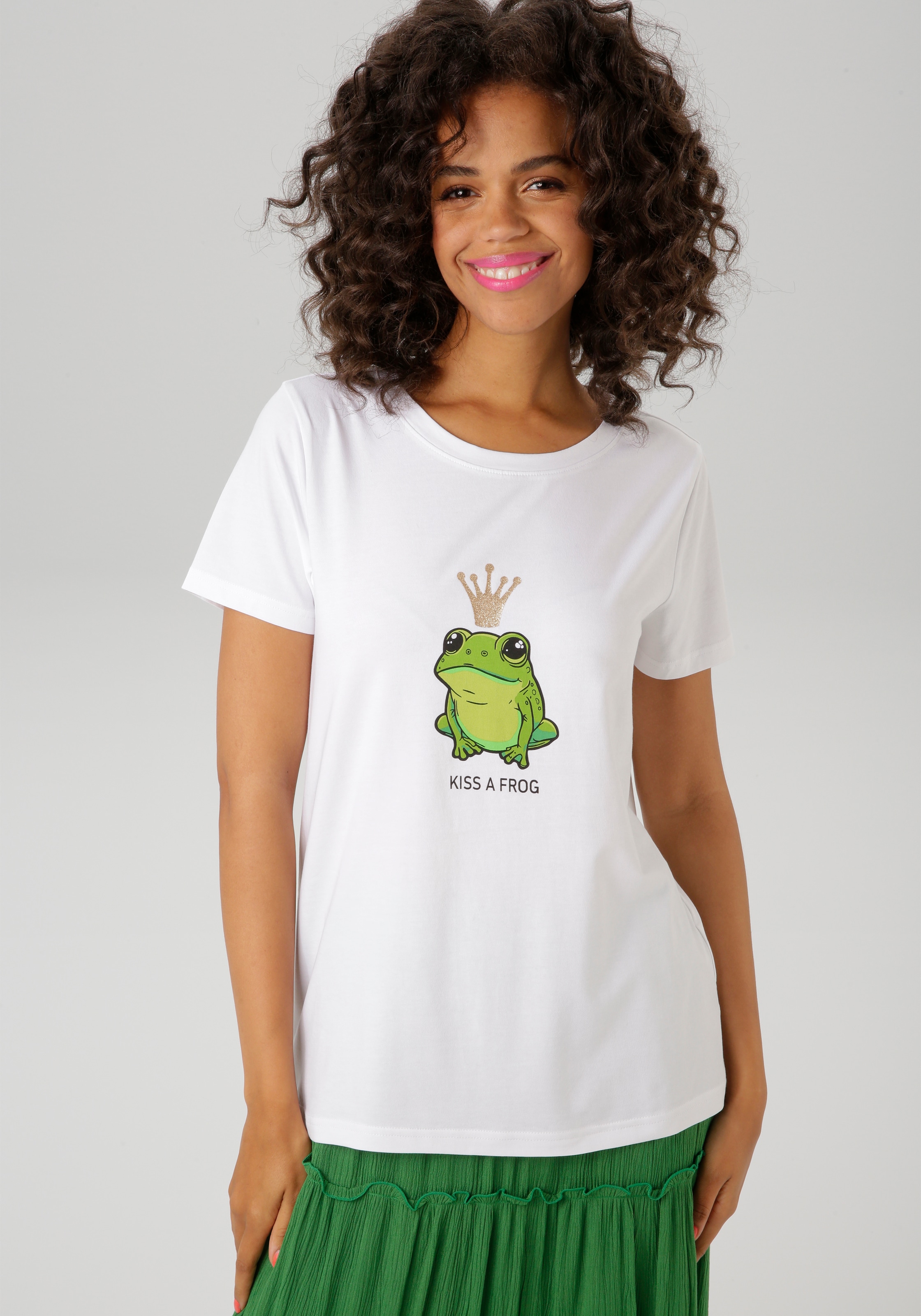 T-Shirt, mit Frosch und glitzernder Krone bedruckt - NEUE KOLLEKTION