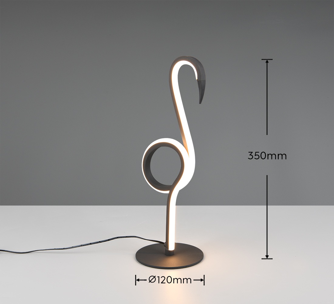 REALITY Leuchten LED Tischleuchte »INGO, LED Tischlampe in Flamingo Form, 6W 550 Lumen 300K warmweiß« LED-Board 1 Stk. Warmweiß Flamingo Lampe mit Schnurschalter, Höhe 35 cm Ø 12 cm Tiefe 14,5 cm
