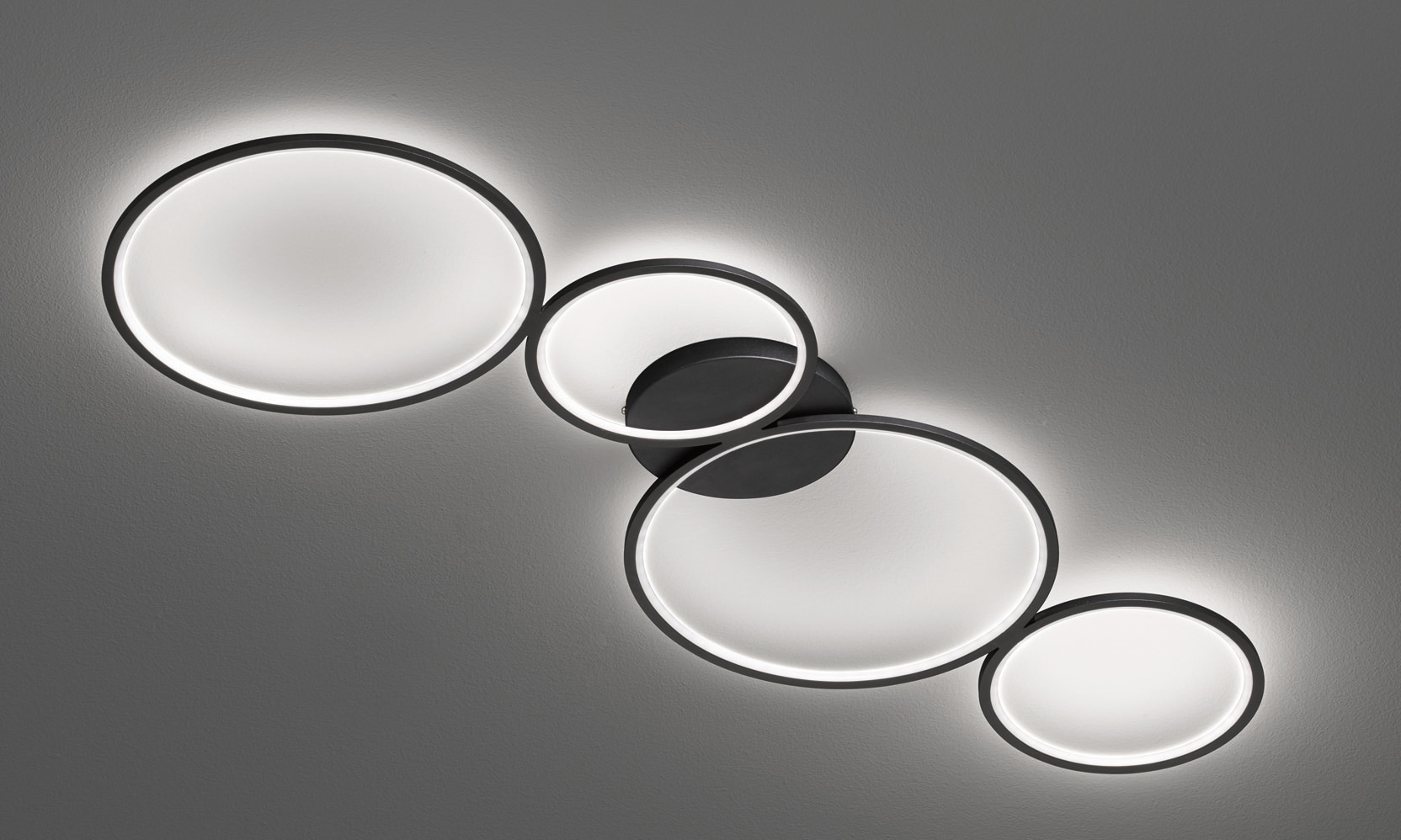 TRIO Leuchten LED Deckenleuchte »Rondo«, 4 flammig, Leuchtmittel LED-Board | LED fest integriert, Deckenlampe LED warmweiß 3000K dimmbar per Wandschalter 4800 Lumen
