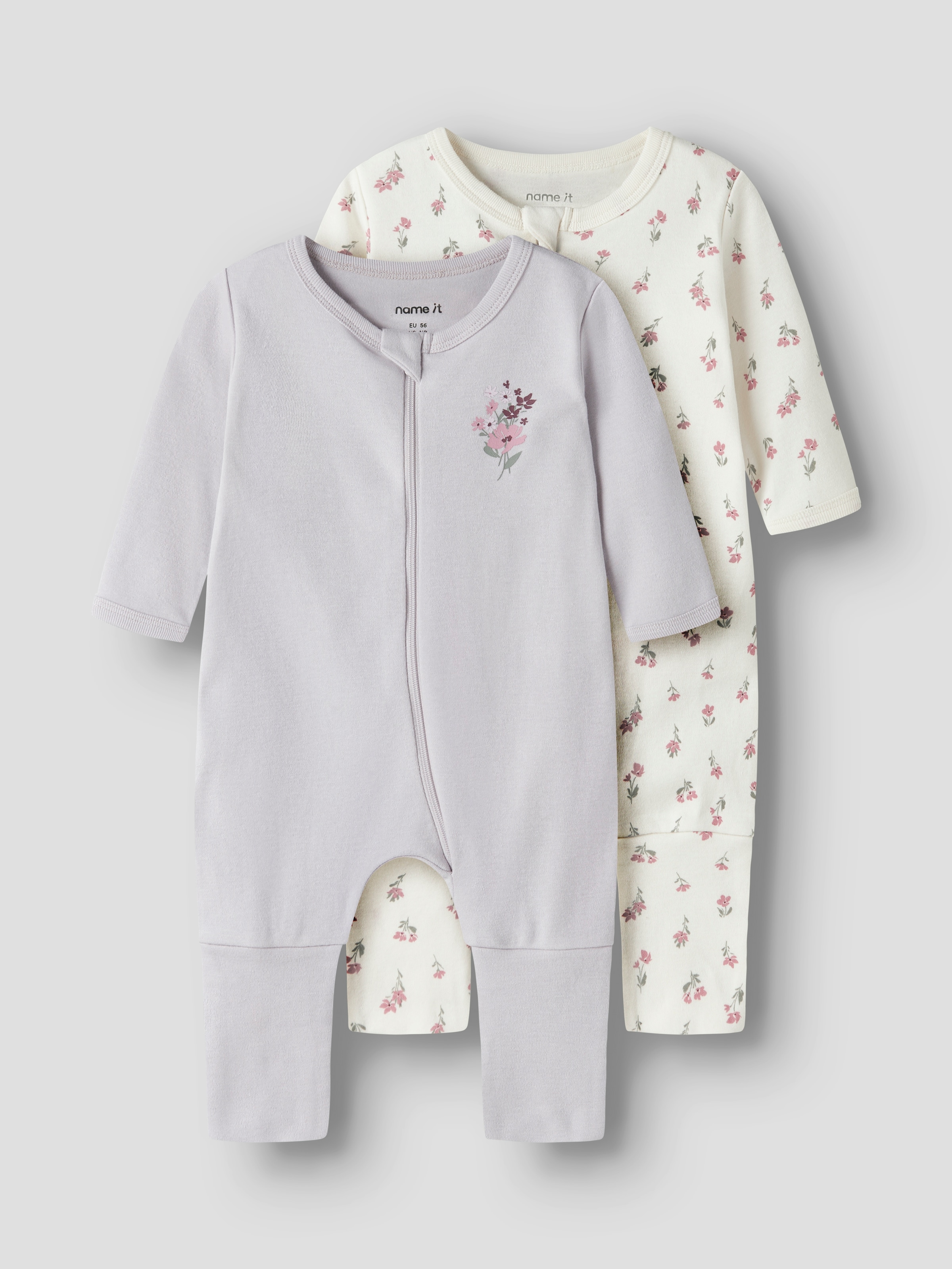 Name It Schlafanzug »NBFNIGHTSUIT 2P ZIP FF FLOWER NOOS« Packung, 2 tlg.