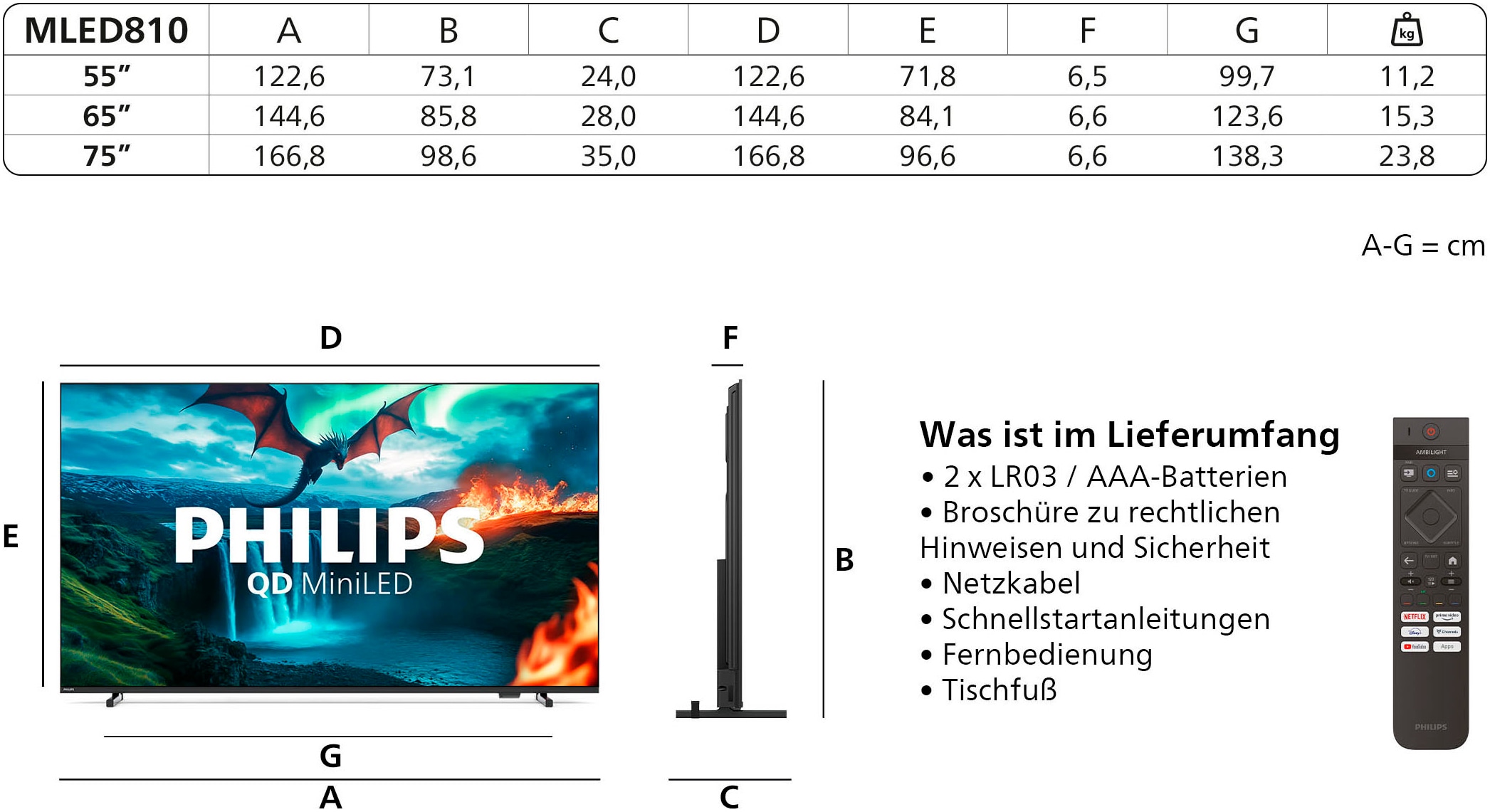 Philips QLED Mini LED-Fernseher »75MLED810/12«, 4K Ultra HD, Smart-TV