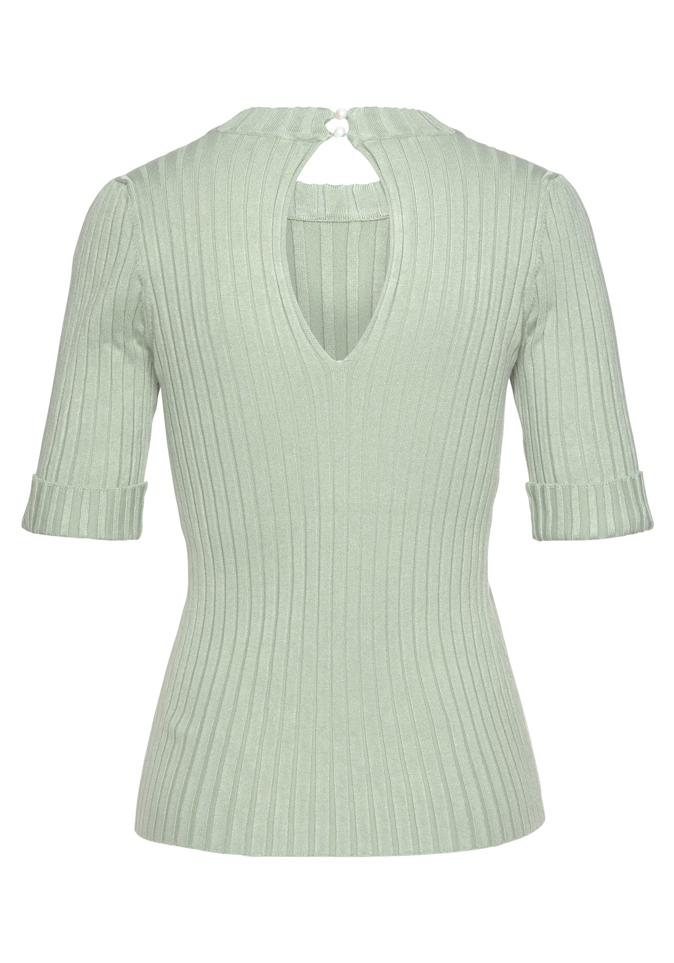 LASCANA Kurzarmpullover aus weichem Rippstrick NH7898