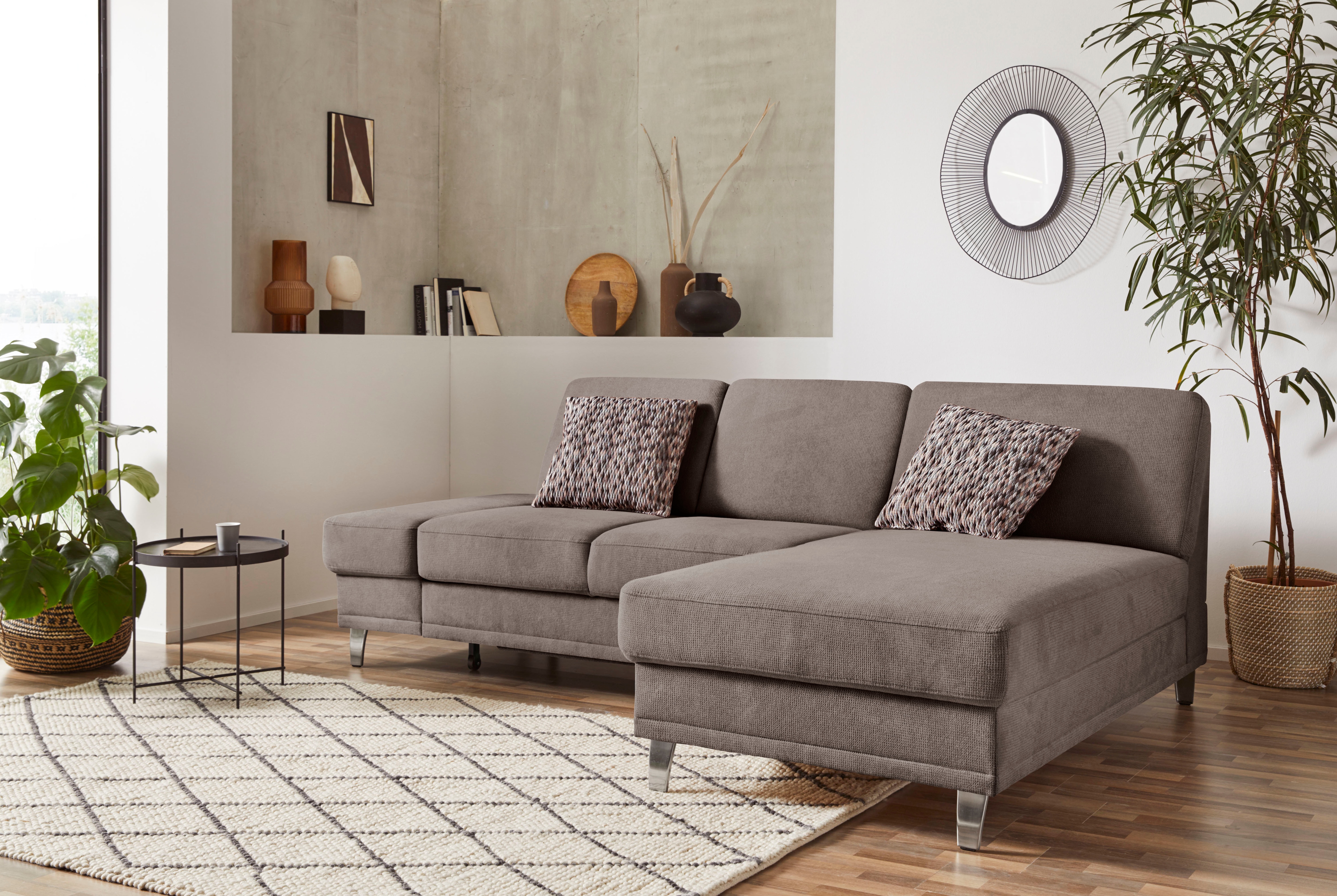 sit&more Ecksofa "Clio L-Form" optional Schlaffunktion oder Vorziehsitz und Bettkasten, Federkern