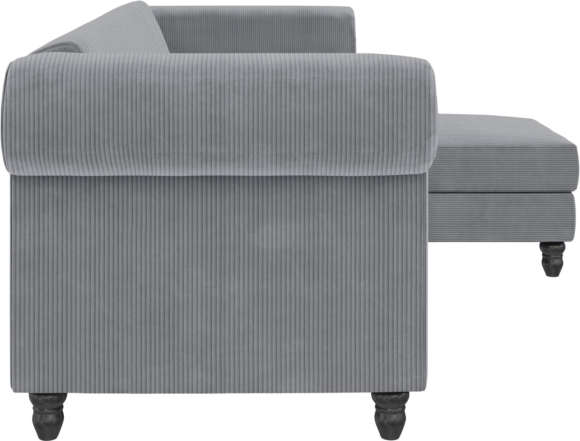 Dorel Home Ecksofa »Felix II, L-Form, Schlafsofa 241cm (Liegefl. 108/195 cm),«, verstellb. Rückenlehne, Recamiere wechselbar, Cord