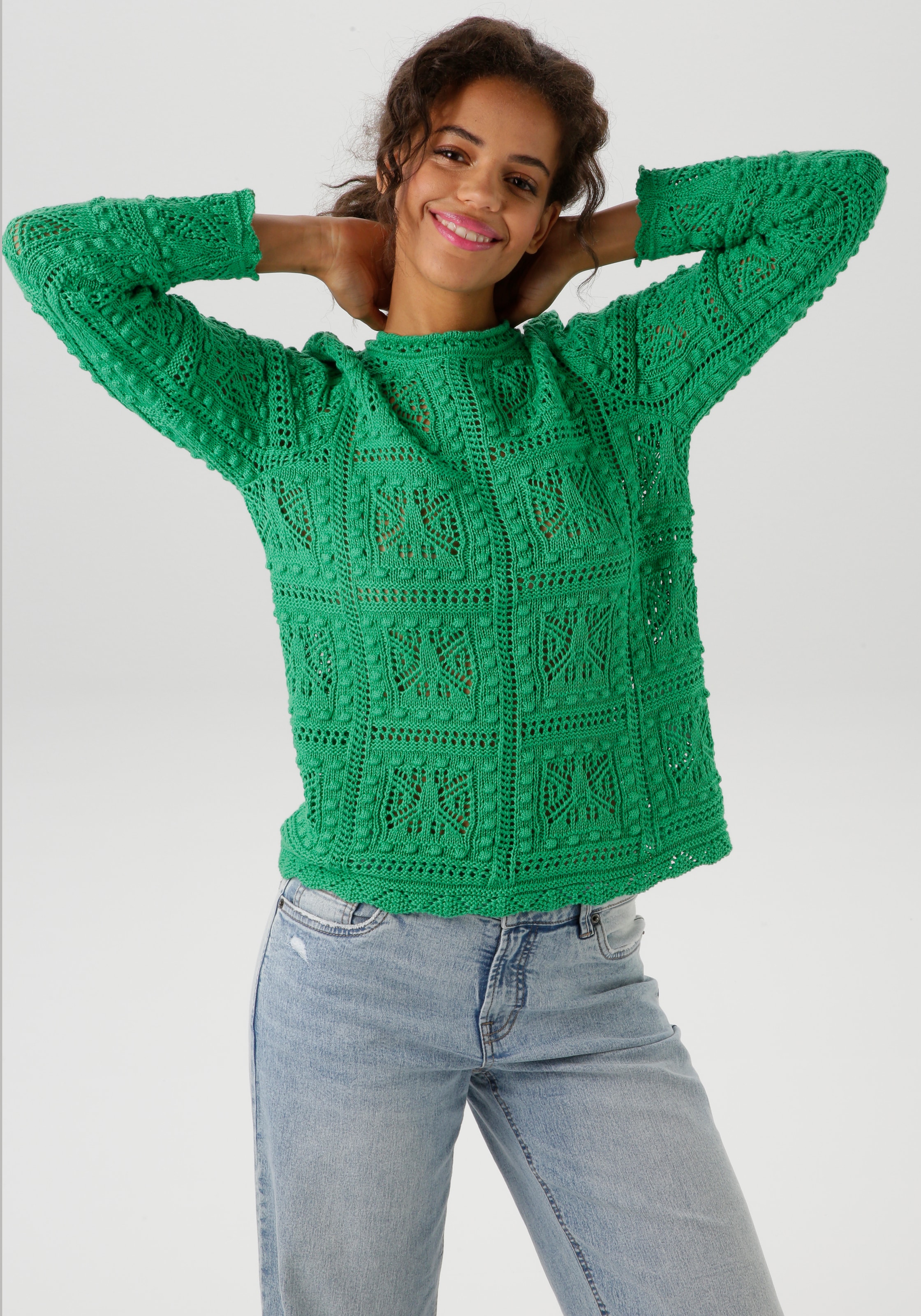 Aniston CASUAL Strickpullover, im attraktiven Ajour-Muster-Mix - NEUE KOLLEKTION