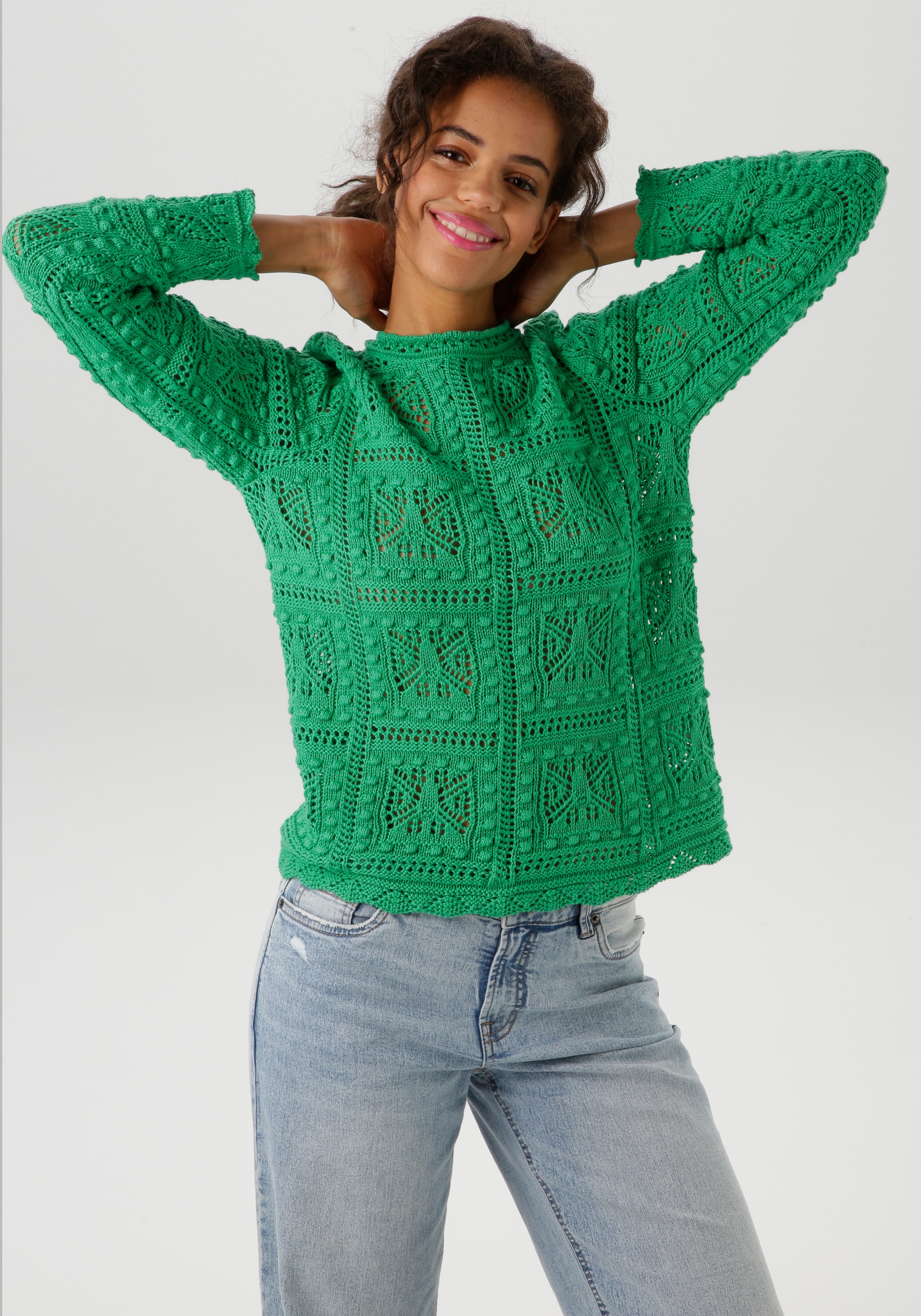 Aniston CASUAL Strickpullover, im attraktiven Ajour-Muster-Mix günstig online kaufen