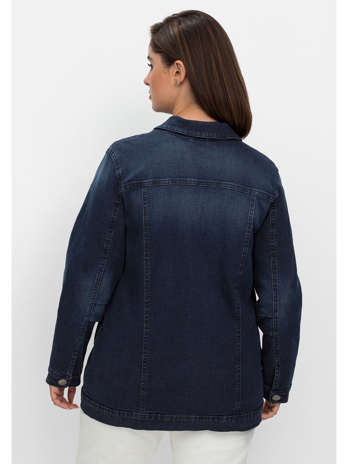 Sheego Jeansjacke "Große Größen", ohne Kapuze, in längerer, taillierter For günstig online kaufen