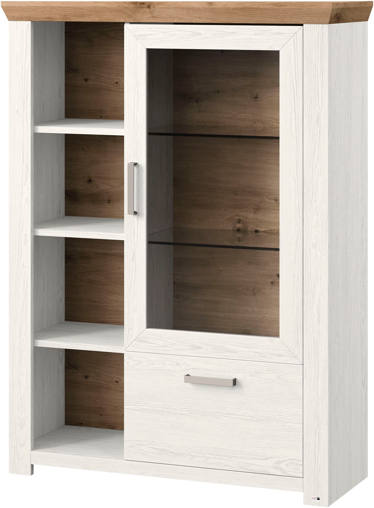 set one by Musterring Highboard »York«, Typ 13 und 14, mit Glastür und Schubkasten, 3 Farbvarianten, B 105 cm