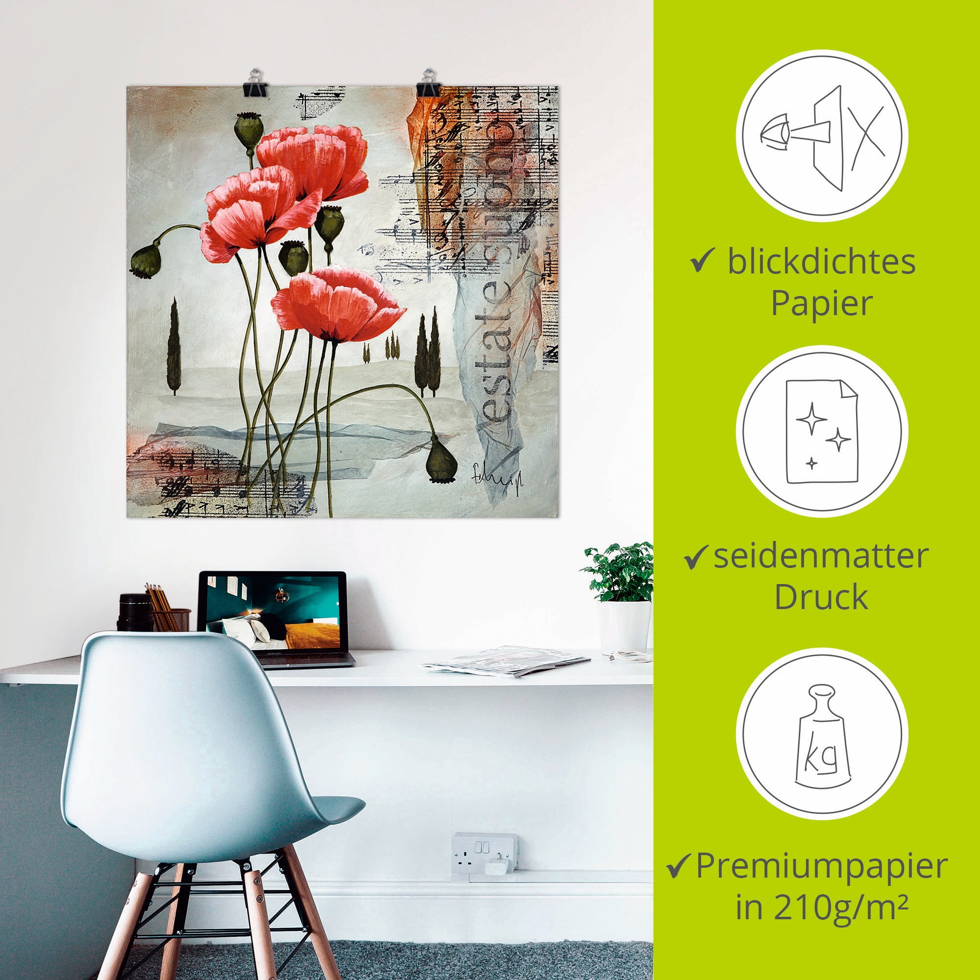 Artland »Klatschmohn« Blumen 1 Stk. tlg. als Leinwandbild, Poster in verschied. Größen