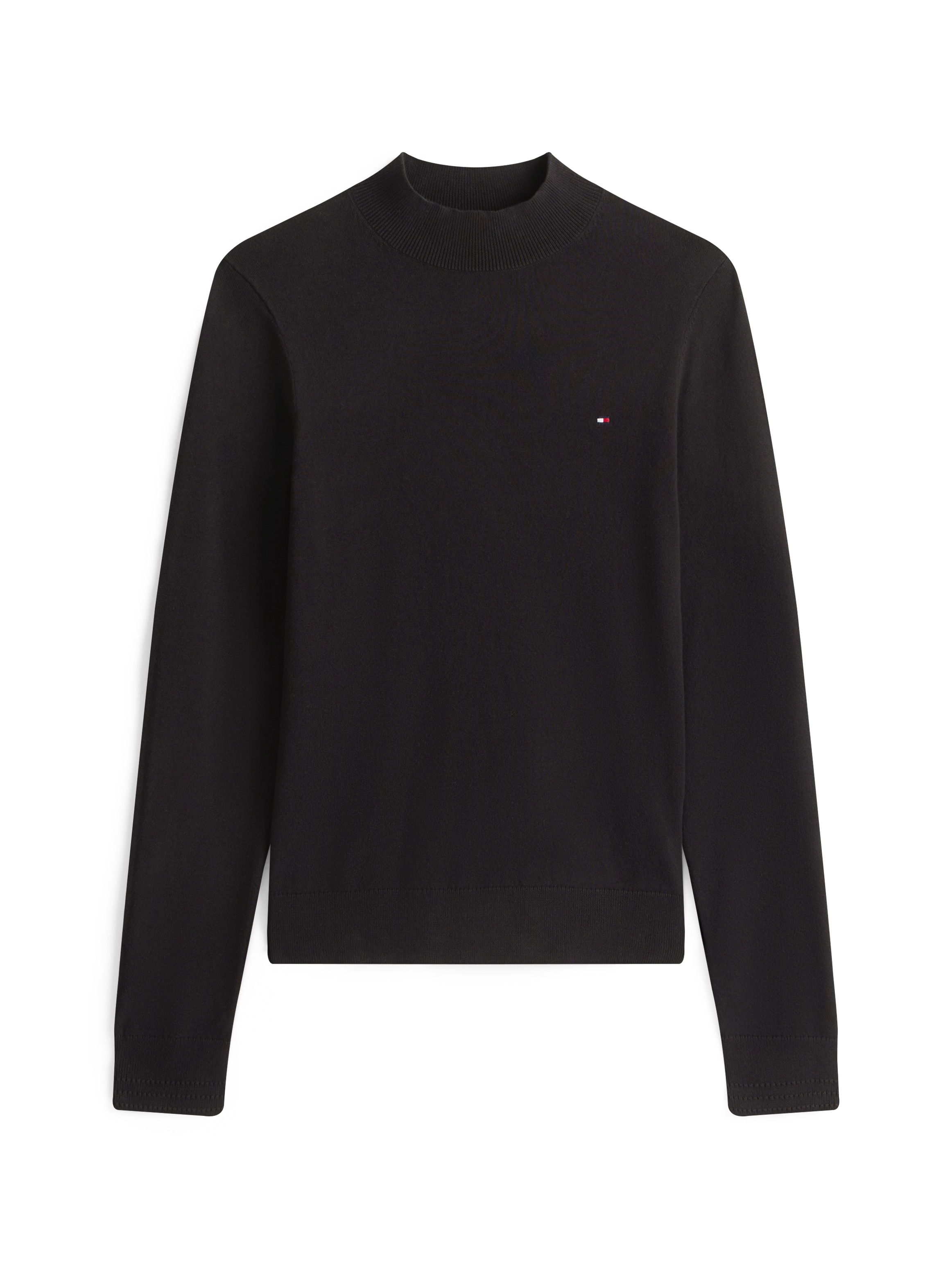 Tommy Hilfiger Strickpullover »CO JERSEY FINE GG MOCK-NK LS SWT«