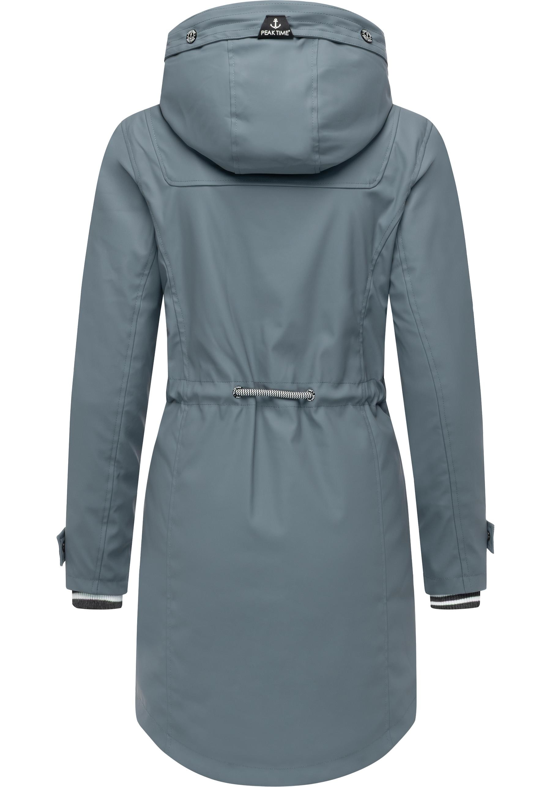 PEAK TIME Regenjacke »L60042«, mit Kapuze, stylisch taillierter Regenmantel für Damen