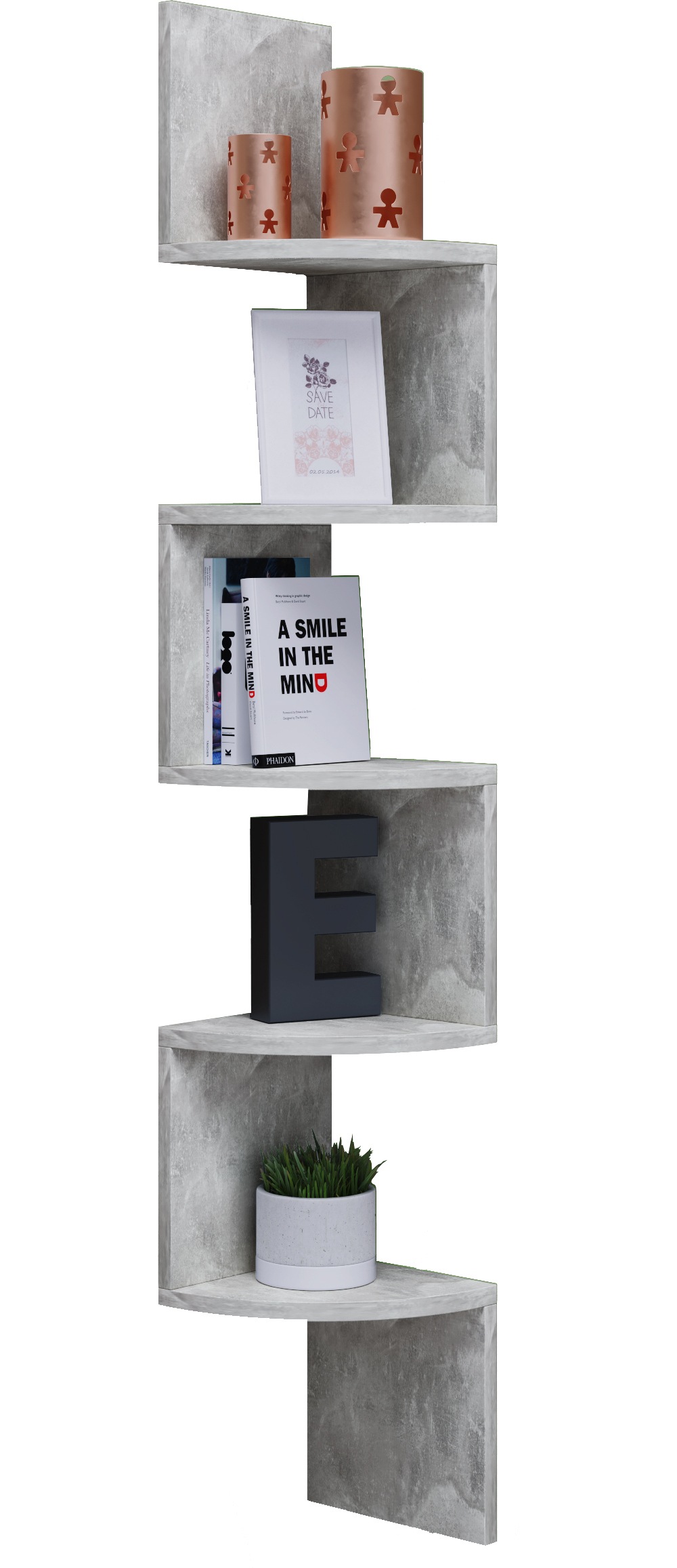 Wandregal VCM, B:20cm T:20cmbeton, optik, Wohnzimmer, Regale, "Holz Wandregal Aufbewahrung Deko Eckregal Mintis"