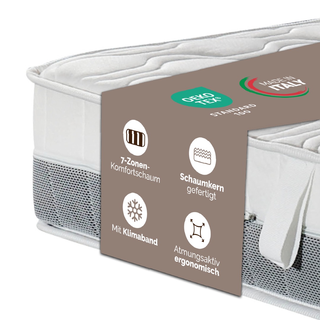DI QUATTRO Komfortschaummatratze "18 cm Duo Wendematratze, ideale Partnermatratze, atmungsaktiv" 18 cm hoch Raumgewicht: 28 kg/m³ 1-tlg., 1 Stk. tlg. 7 Zonen Matratze in H2+H3 & H4+H5, 90x200 cm, 140x200 cm