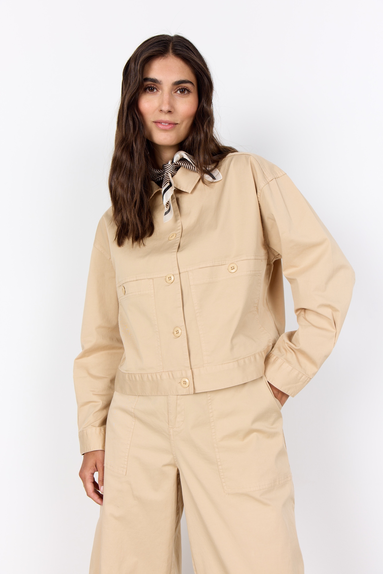 soyaconcept Kurzjacke "SC-ROVENA 10" aus Baumwollmischung mit Elasthan, hüftlange Passform