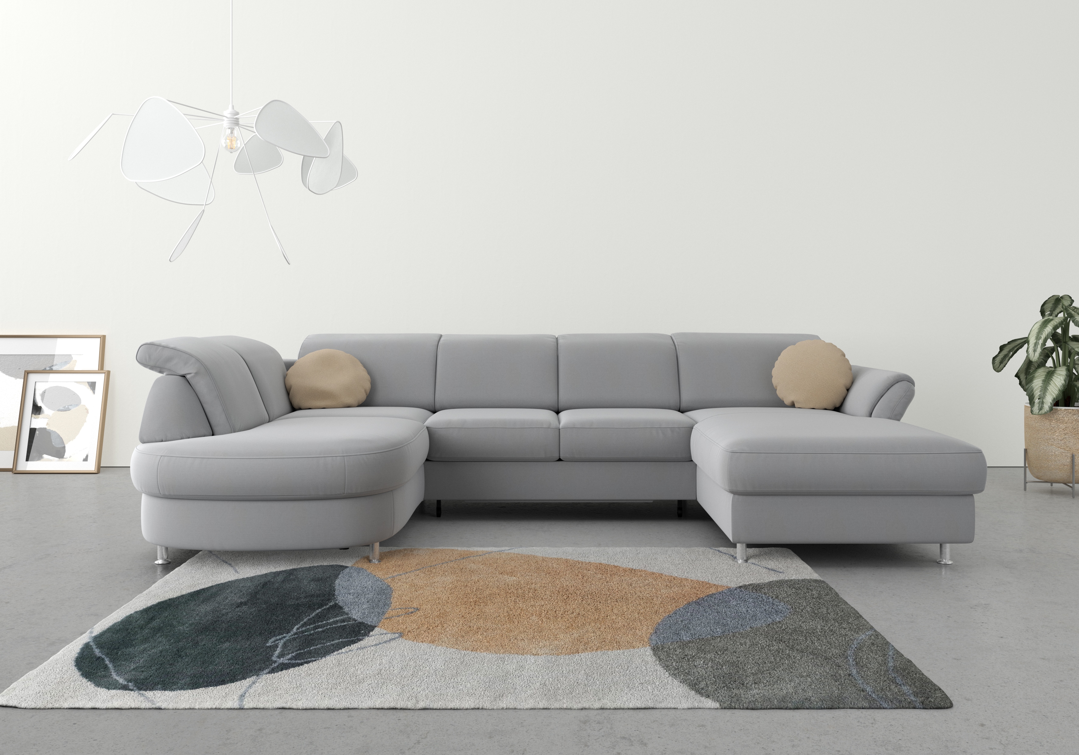 sit&more Wohnlandschaft "Apulia U-Form" wahlweise Schlaffunktion, Bettkasten und Kopf- und Armteilverstellung