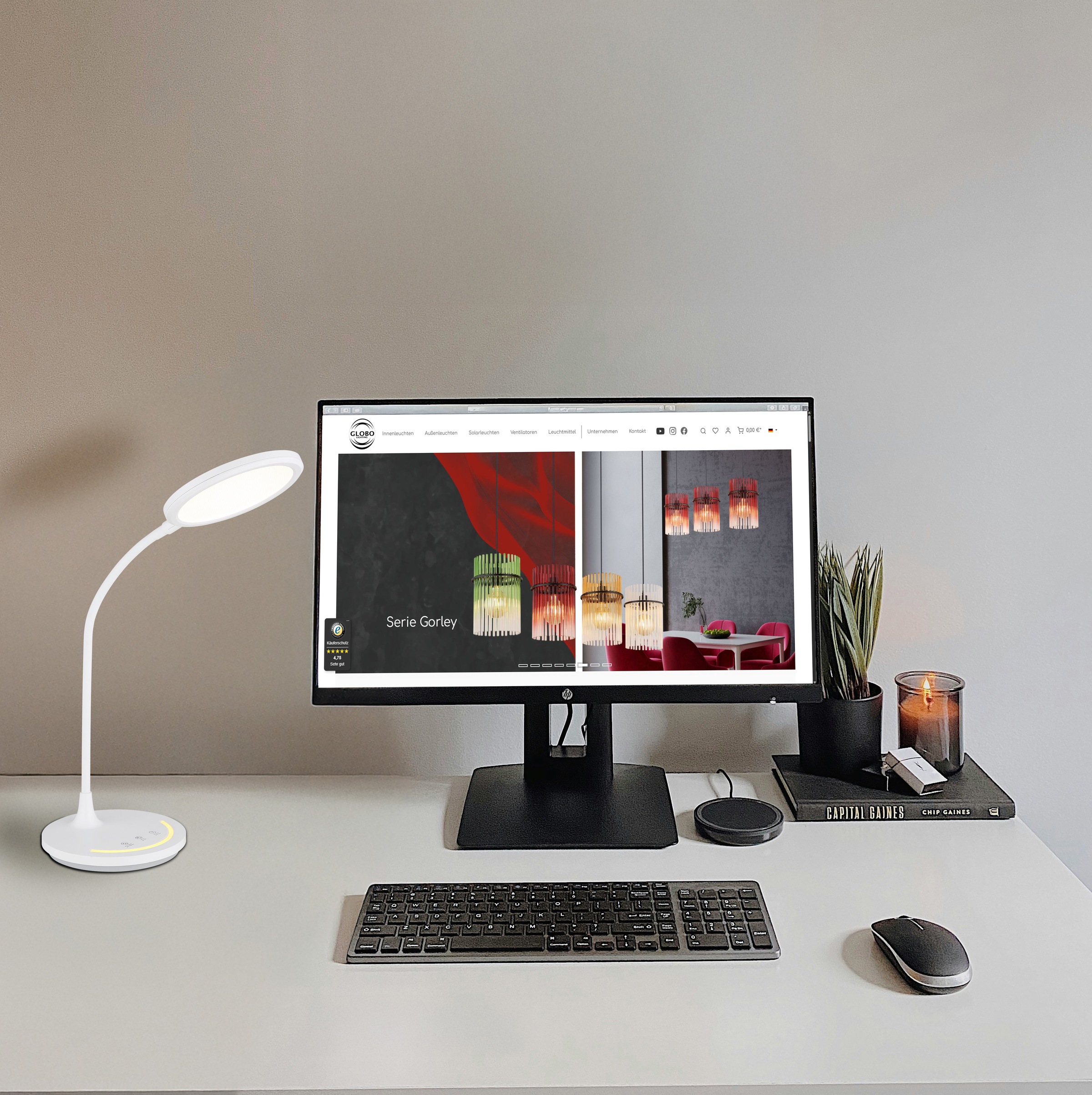 GLOBO LIGHTING Tischleuchte »KENNY« LED-Modul 1 Stk. warmweiß - kaltweiß Tischlampe Nachttischlampe Deko-Tischleuchte Schlafzimmer