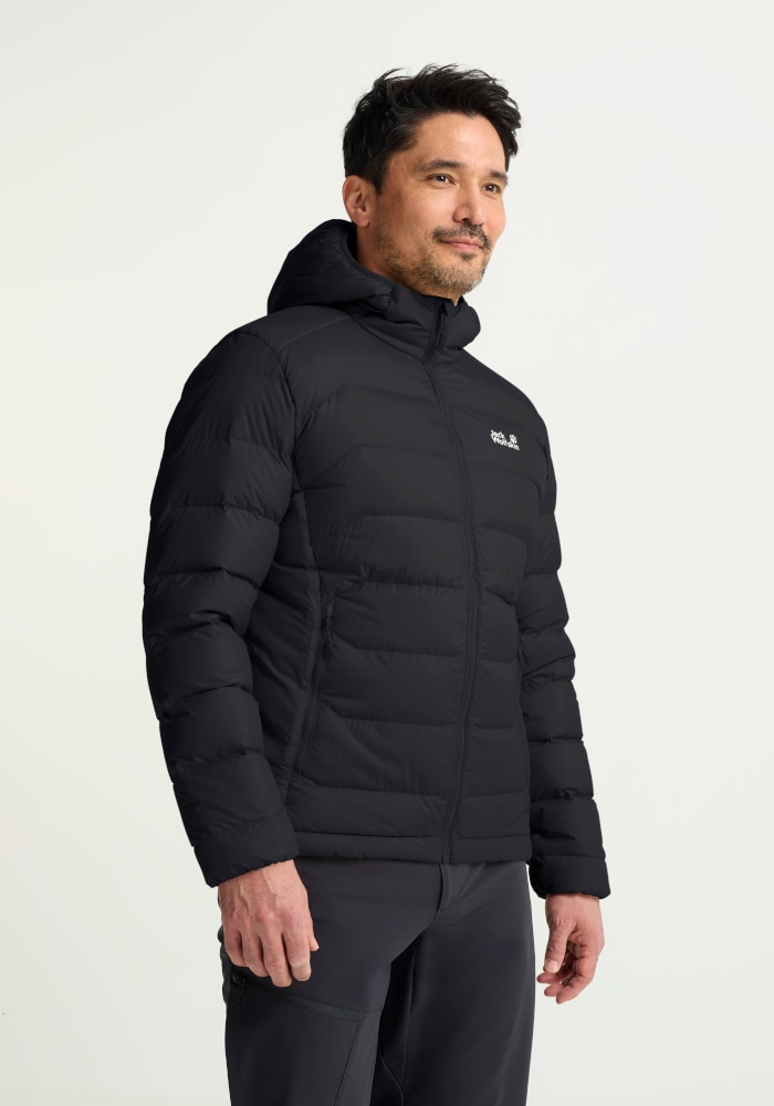Jack Wolfskin Daunenjacke "WILD PASS DOWN HOODY M RDS" mit Kapuze Daunenjacke, warm, wind- und wasserabweisend