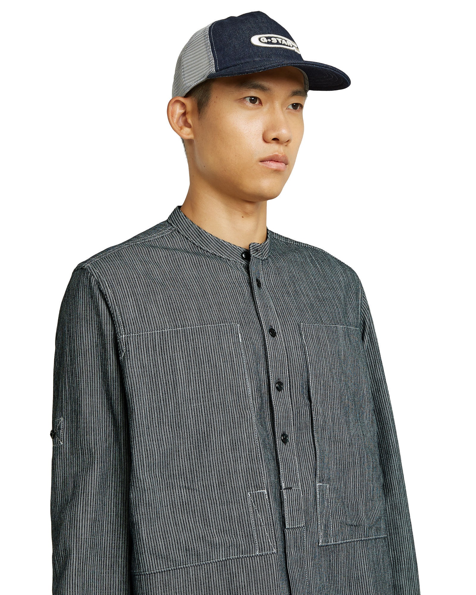 G-STAR Langarmshirt »Stand Collar Rollup Relaxed Hemd«