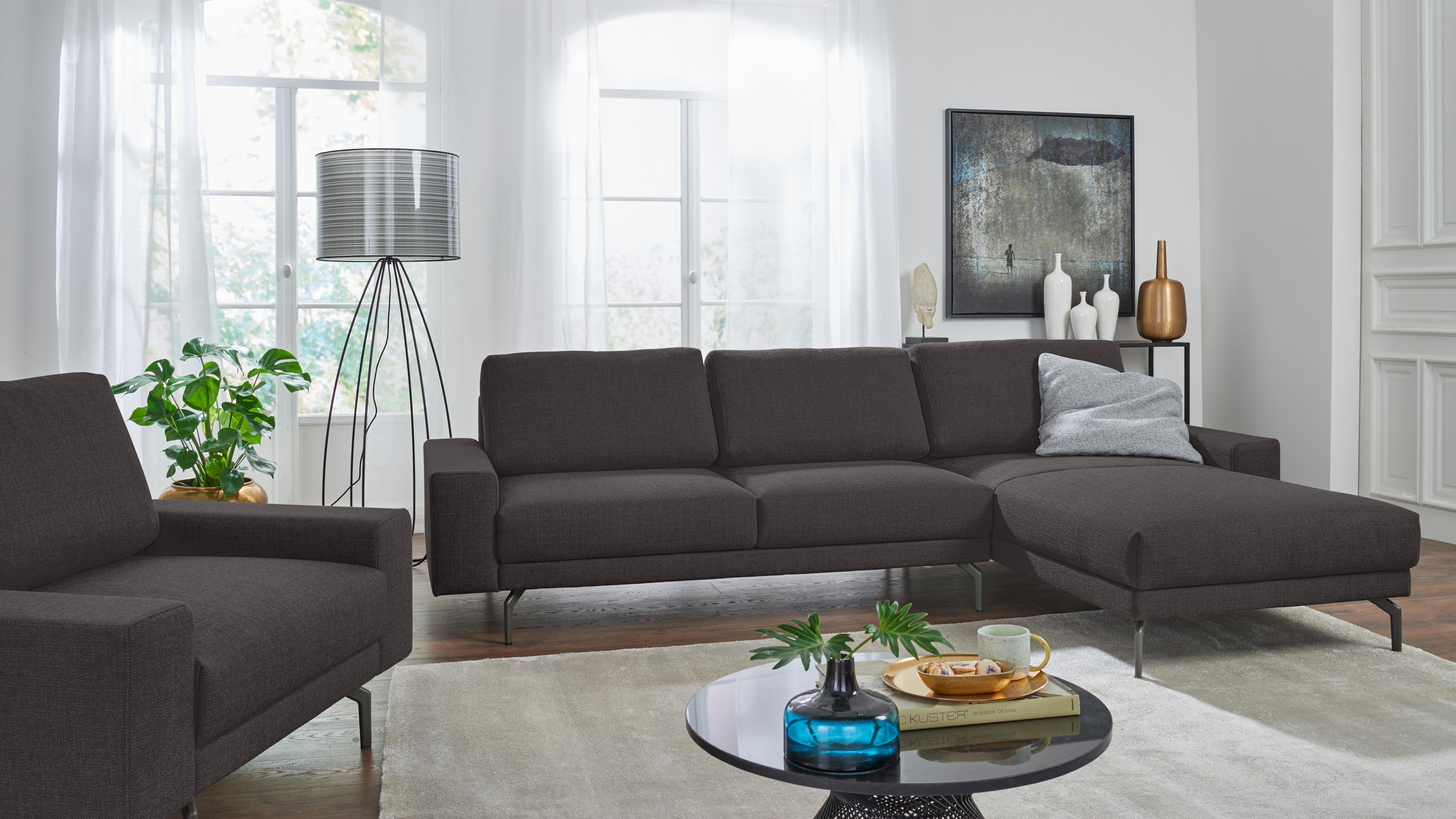 Creation BY ROLF BENZ Ecksofa "CR.450, Designecksofa, Polsterecke, Breite 294cm, L-Form" Armlehne breit und niedrig, Alugussfüße in umbragrau, Breite 294 cm
